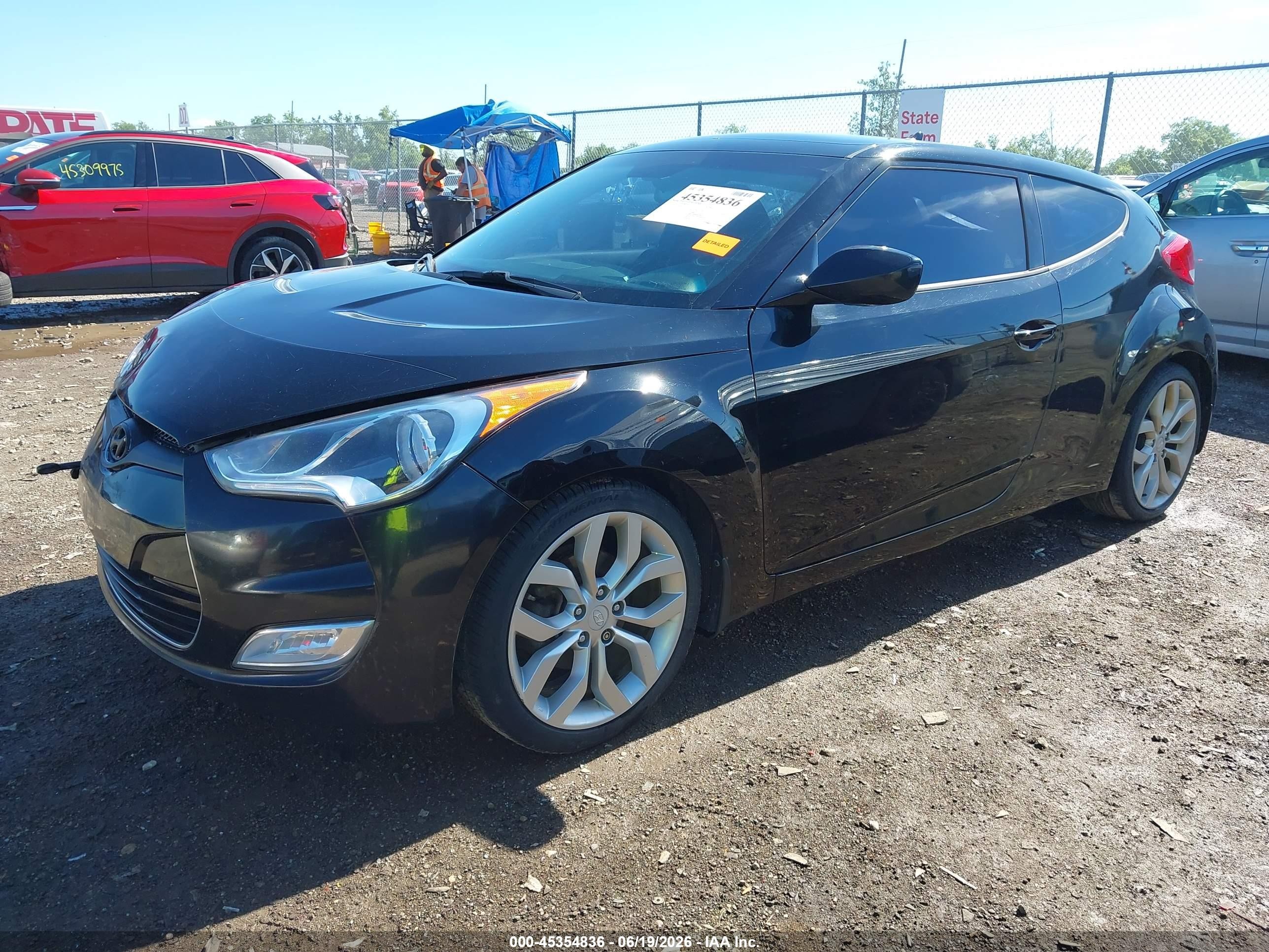 2013 Hyundai Veloster Base W/black Black vin: KMHTC6ADXDU155559