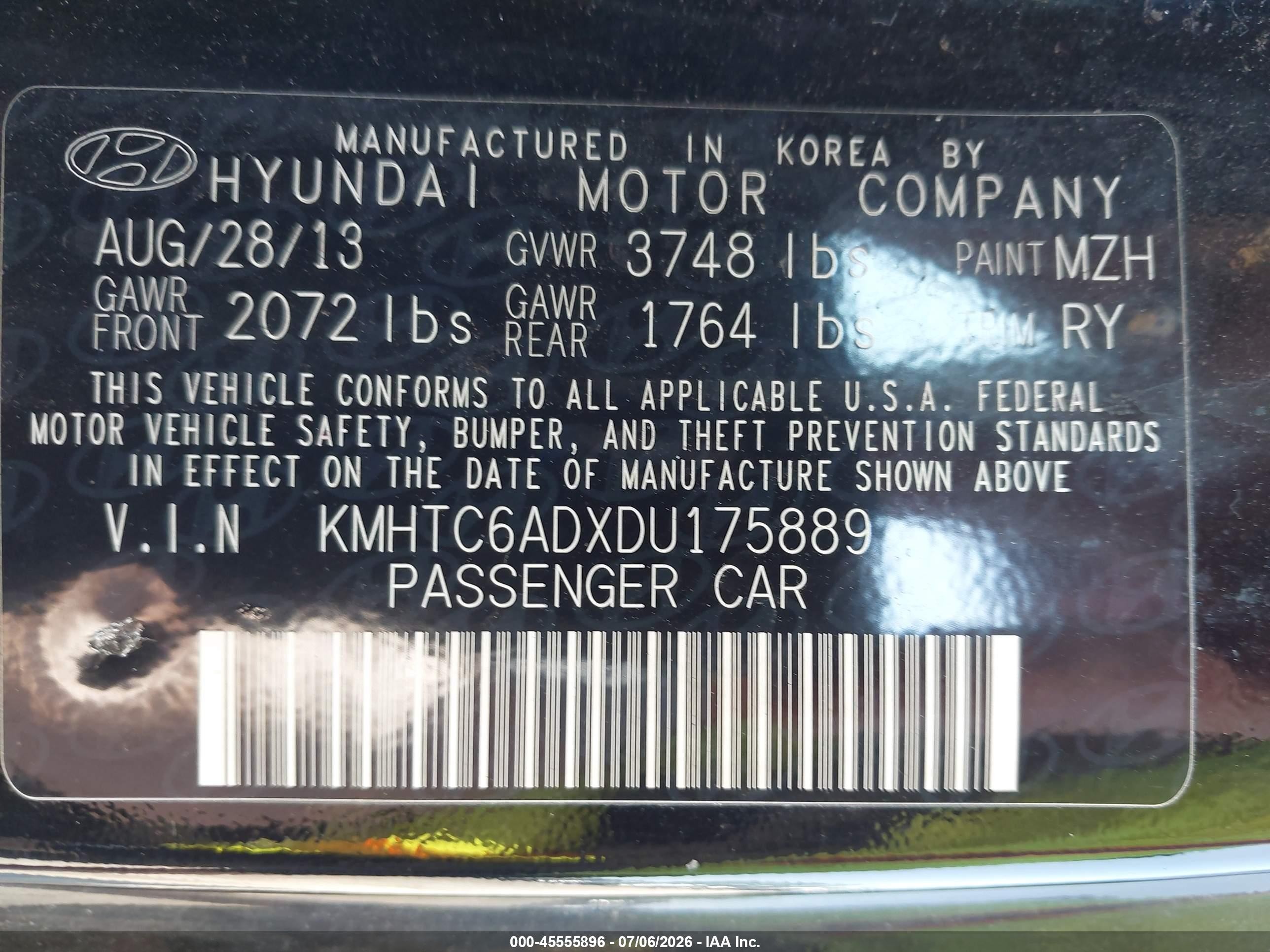 2013 Hyundai Veloster Base W/gray Black vin: KMHTC6ADXDU175889
