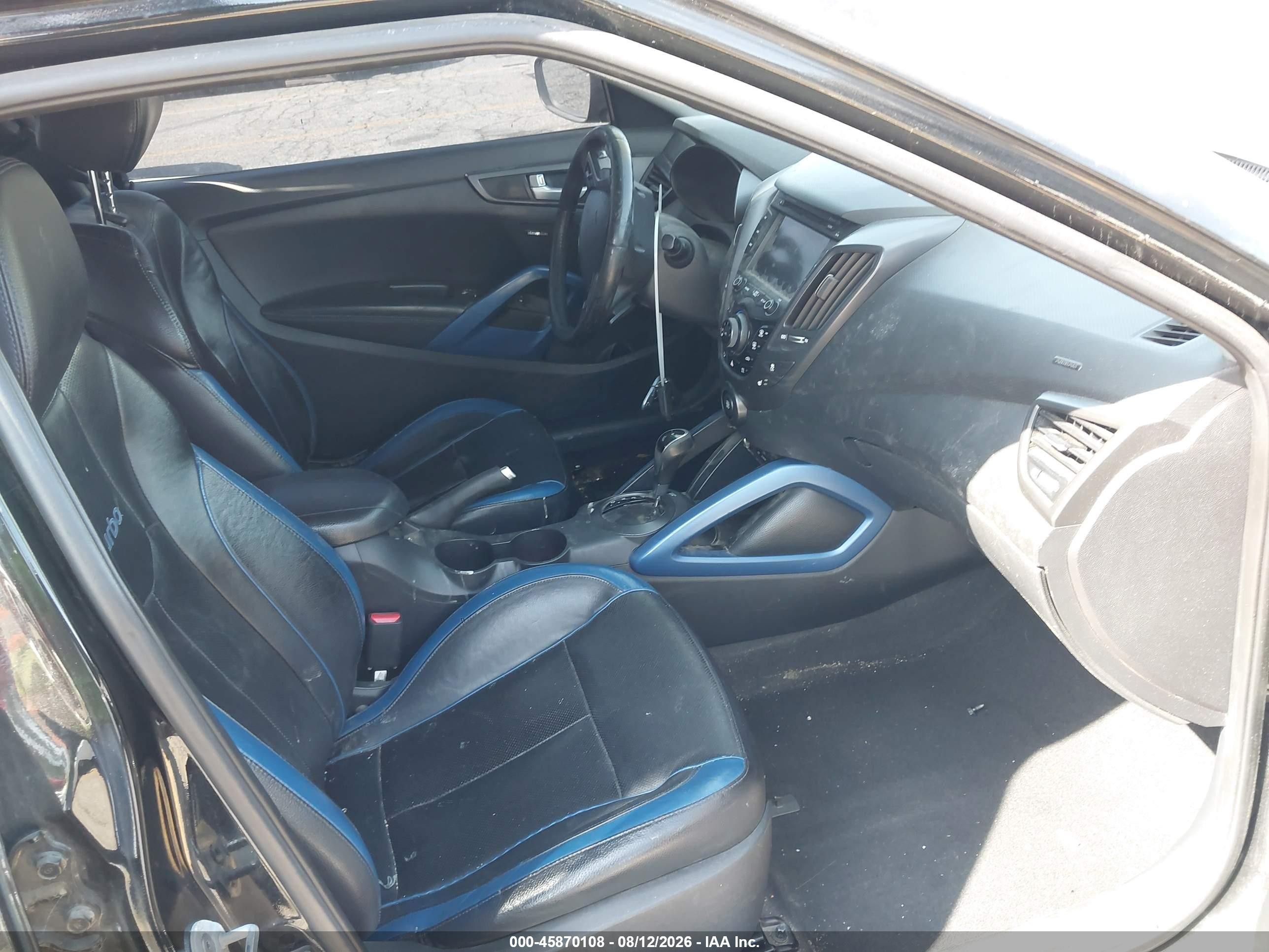 2013 Hyundai Veloster Turbo W/blue Black vin: KMHTC6AE0DU147592