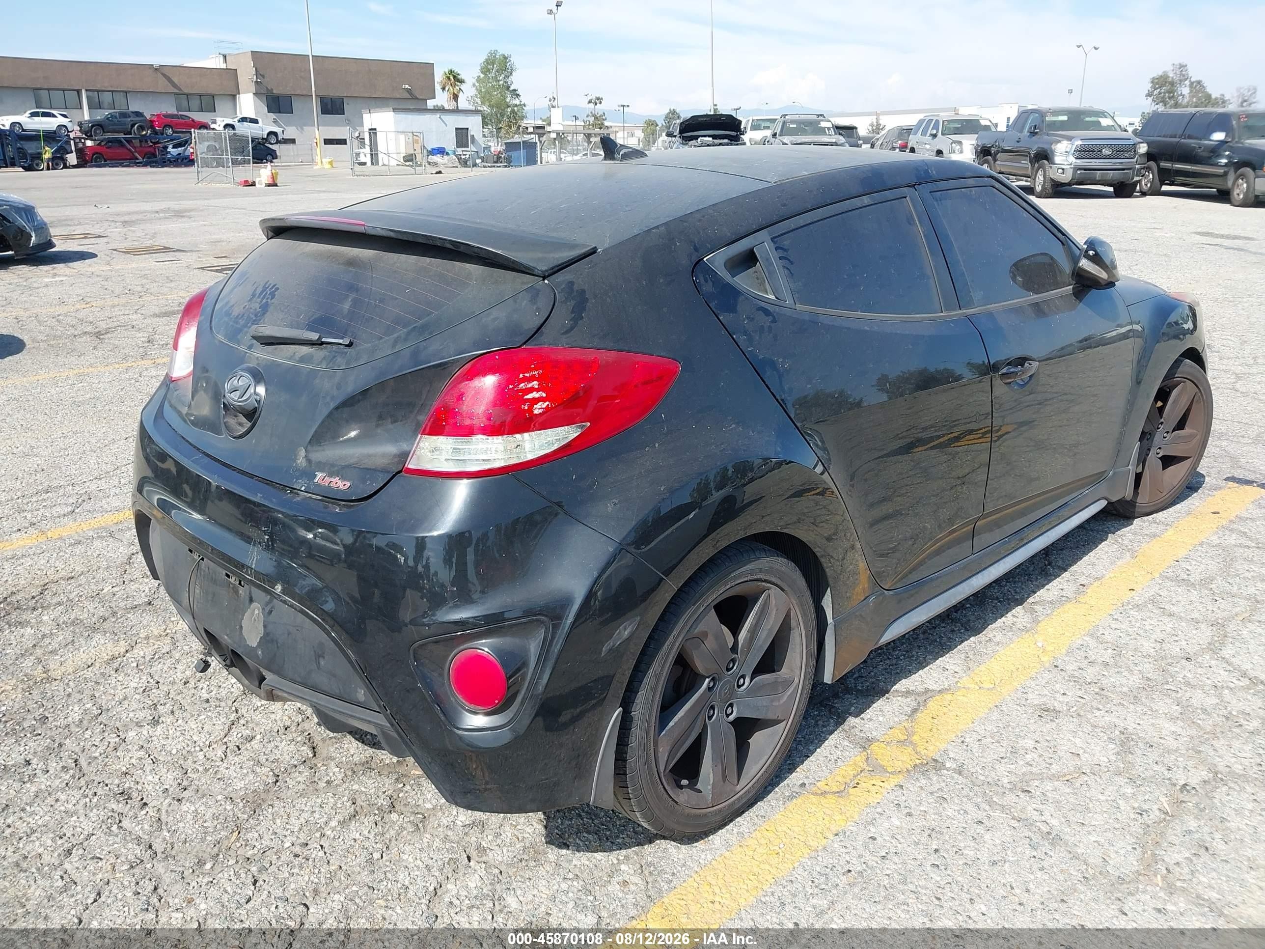 2013 Hyundai Veloster Turbo W/blue Black vin: KMHTC6AE0DU147592