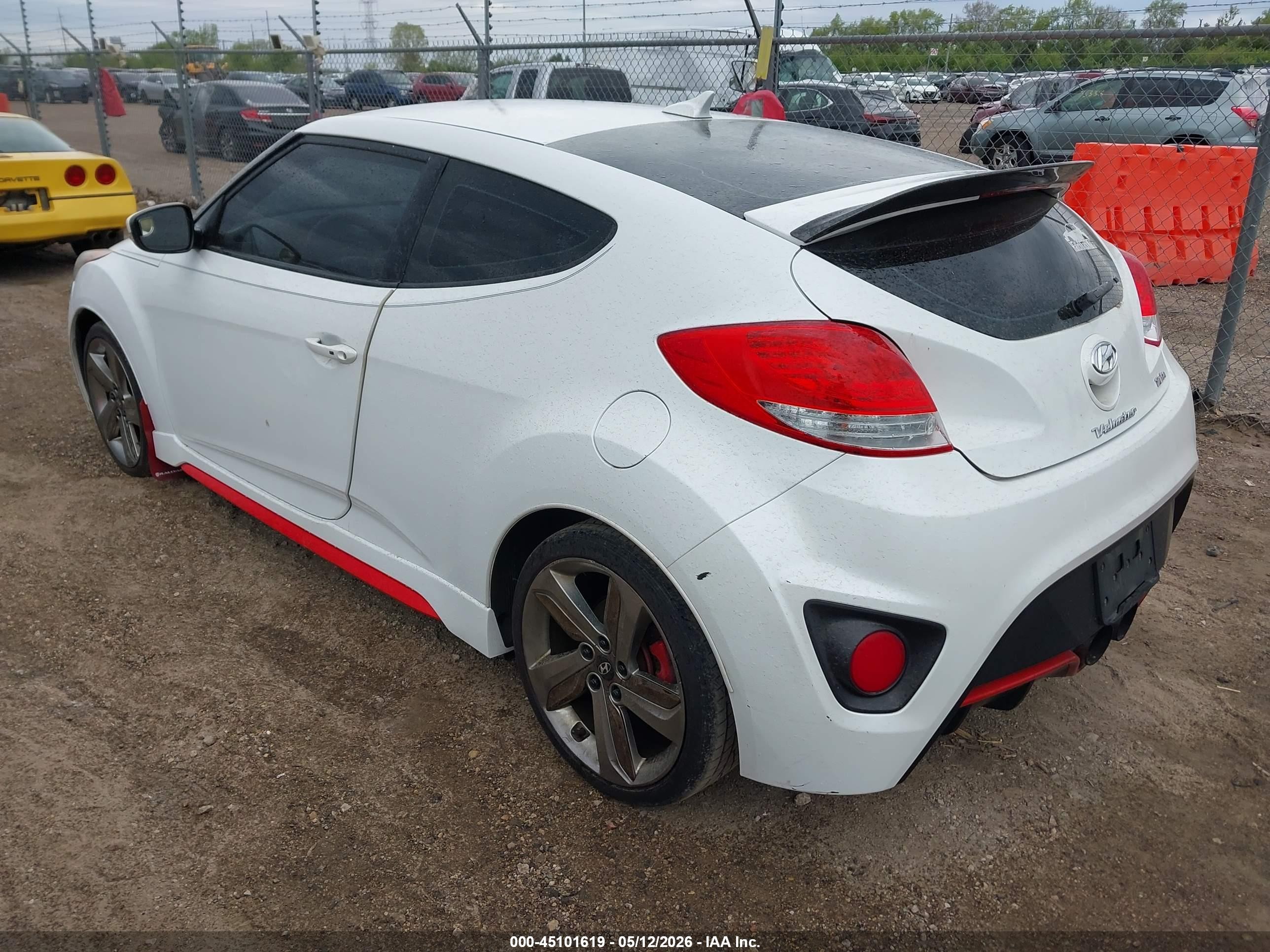 2013 Hyundai Veloster Turbo W/black White vin: KMHTC6AE0DU176283