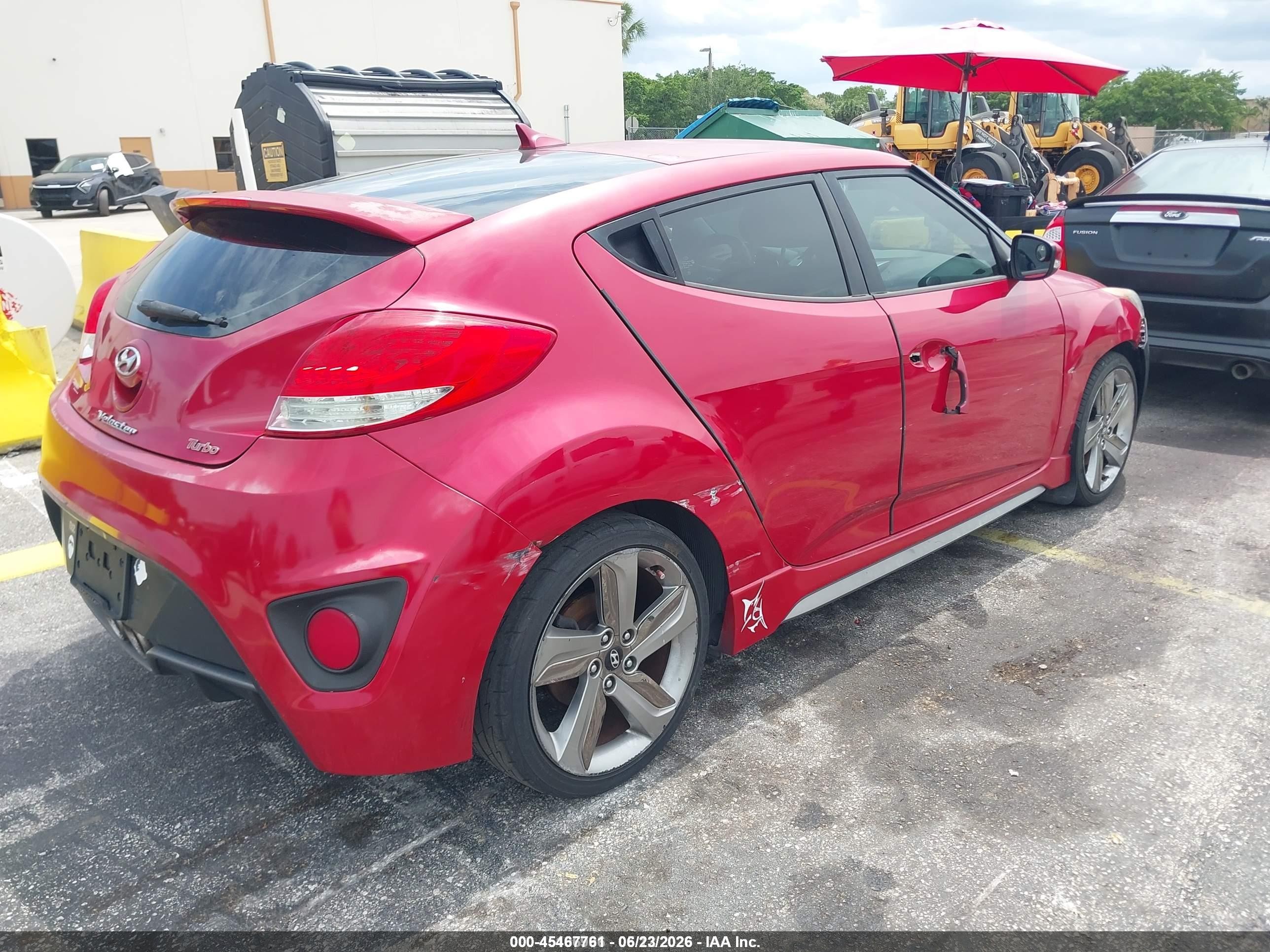 2013 Hyundai Veloster Turbo W/black Red vin: KMHTC6AE0DU180138