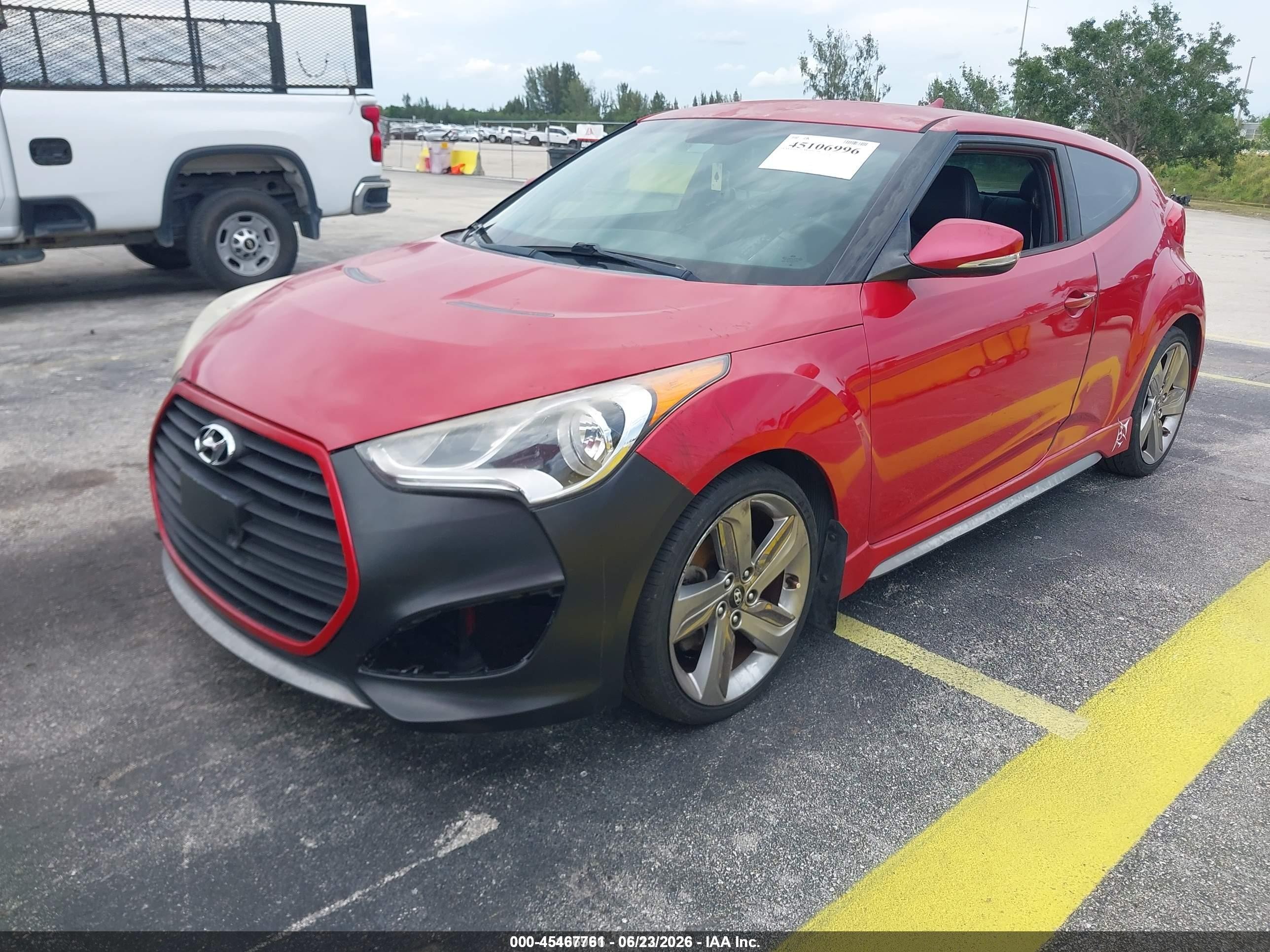 2013 Hyundai Veloster Turbo W/black Red vin: KMHTC6AE0DU180138