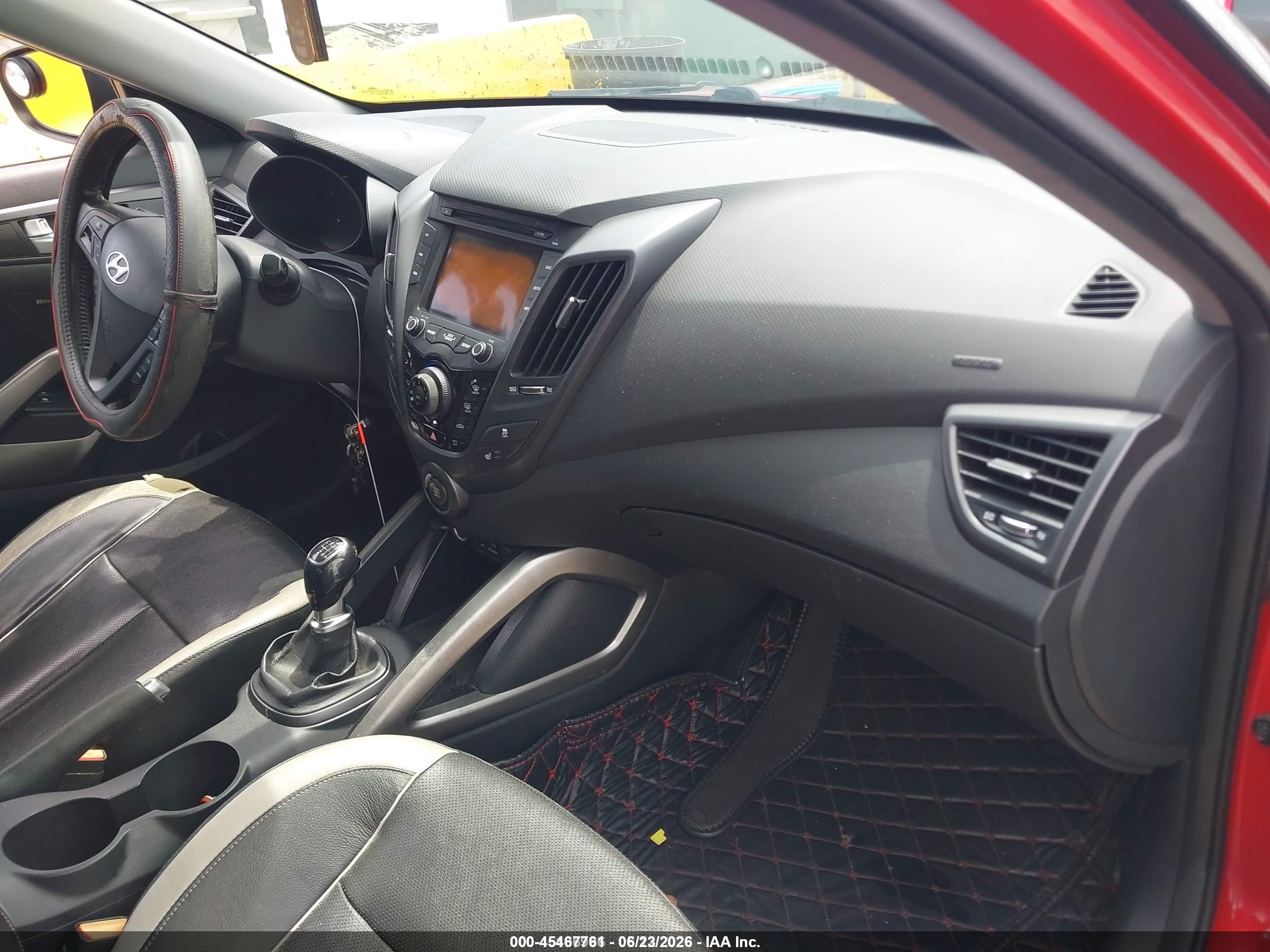 2013 Hyundai Veloster Turbo W/black Red vin: KMHTC6AE0DU180138