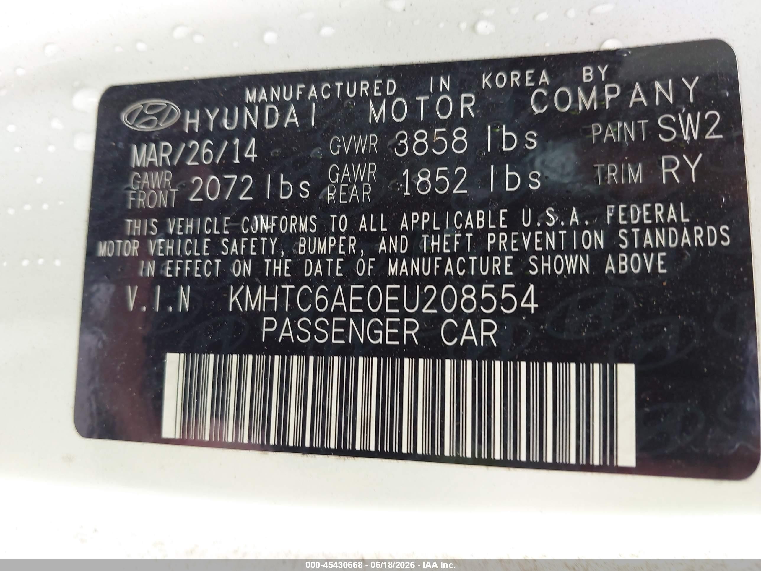 2014 Hyundai Veloster Turbo R-spec White vin: KMHTC6AE0EU208554