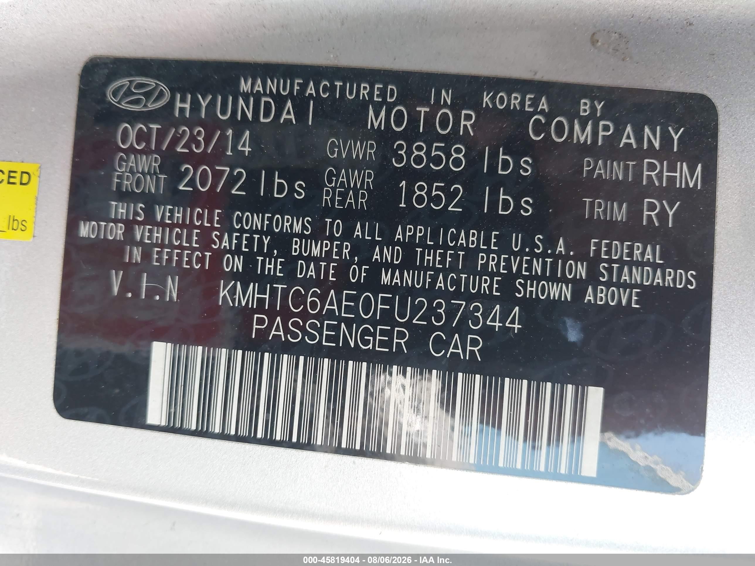 2015 Hyundai Veloster Turbo Silver vin: KMHTC6AE0FU237344
