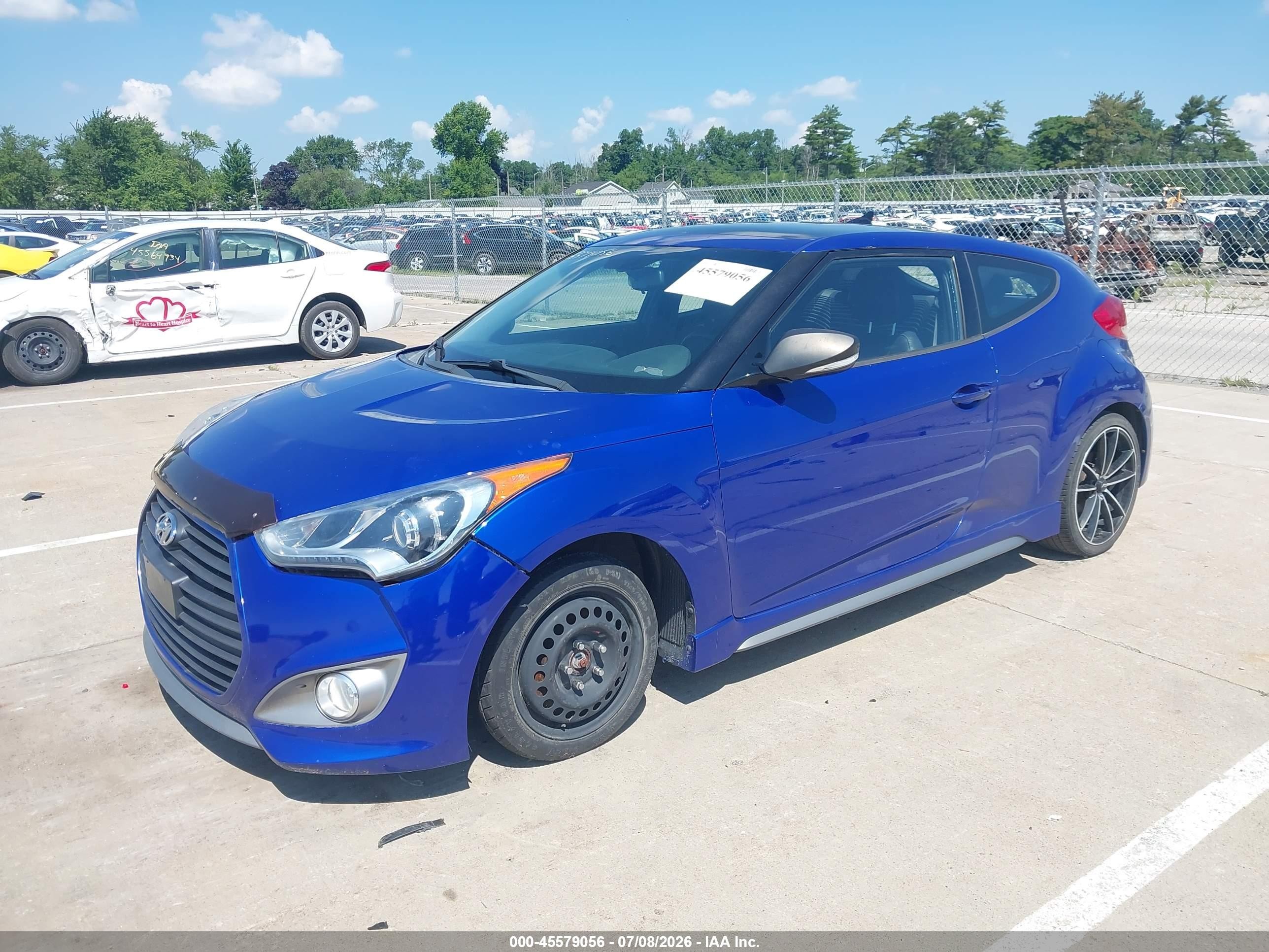 2013 Hyundai Veloster Turbo W/black Blue vin: KMHTC6AE1DU111202