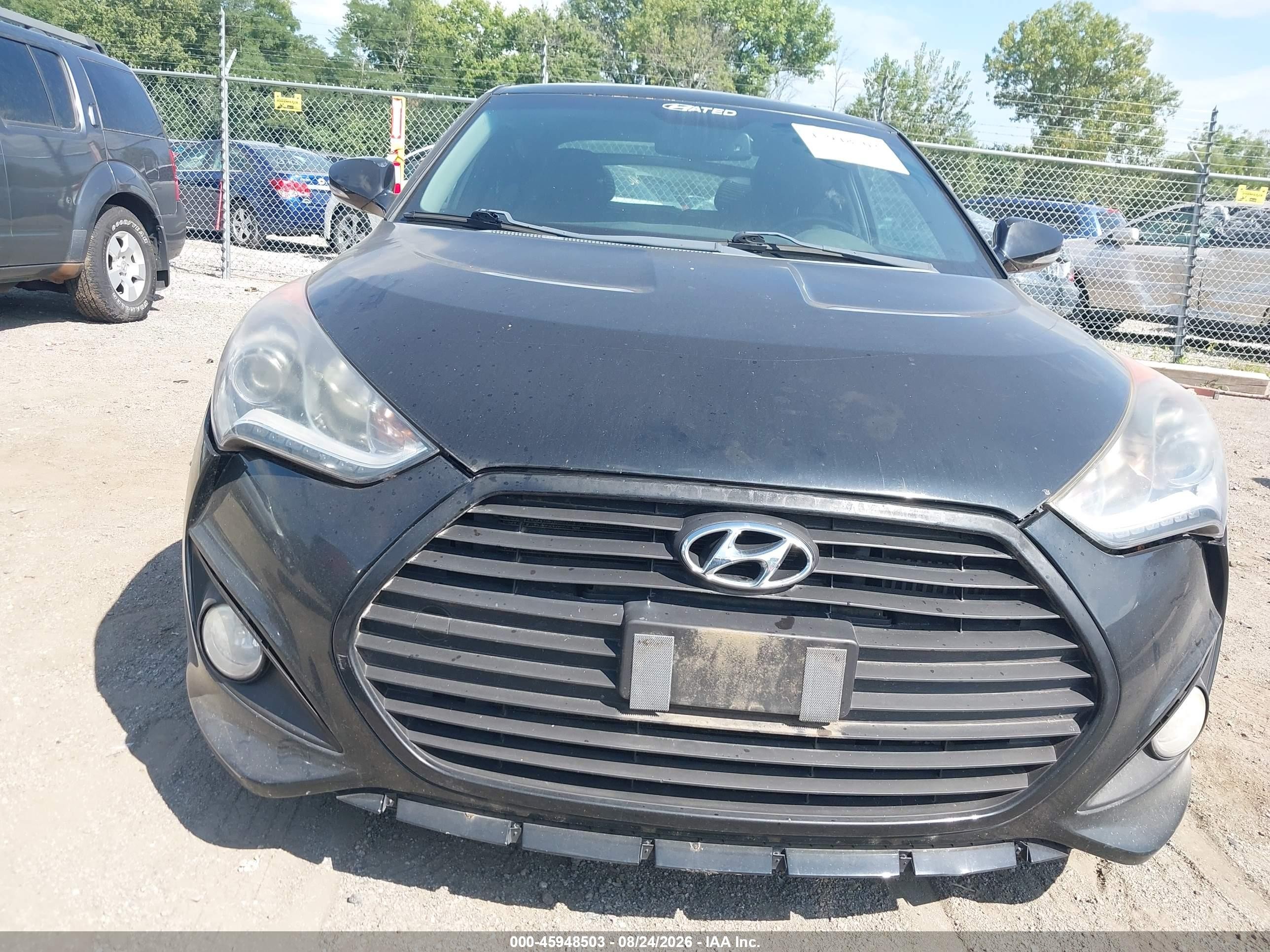 2014 Hyundai Veloster Turbo W/blue Black vin: KMHTC6AE1EU192641