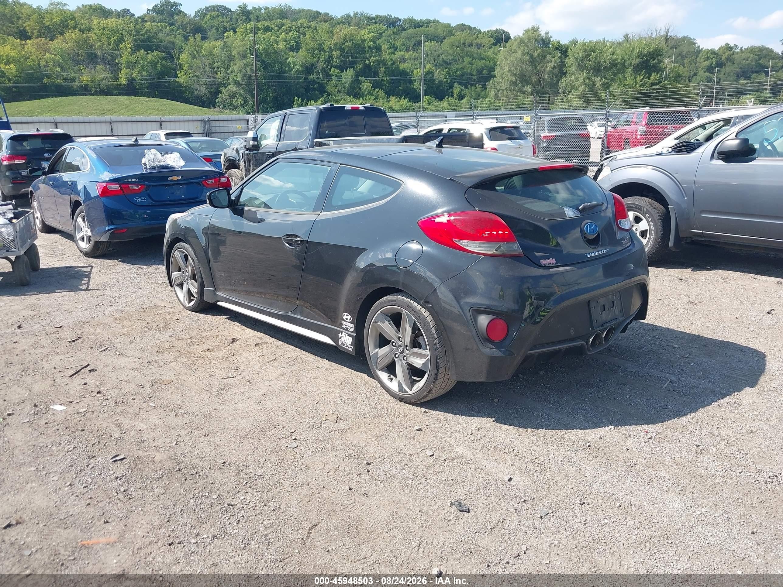 2014 Hyundai Veloster Turbo W/blue Black vin: KMHTC6AE1EU192641