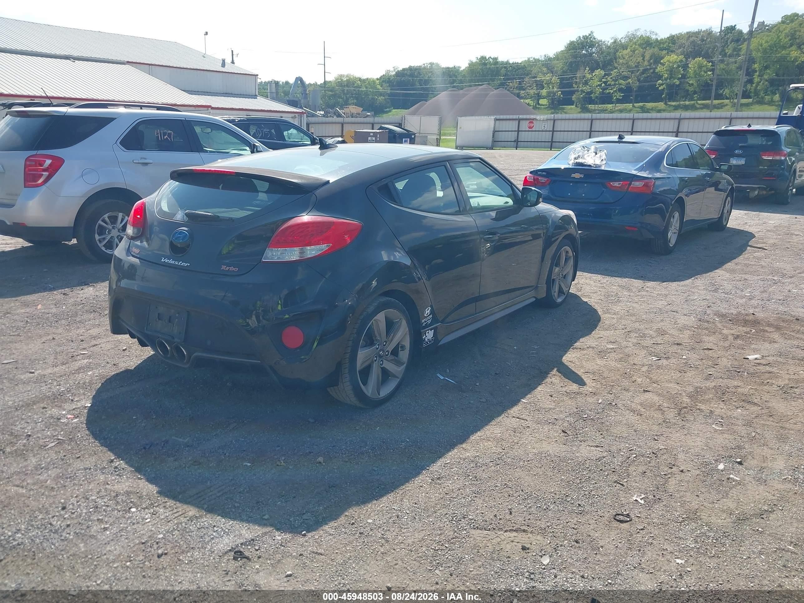 2014 Hyundai Veloster Turbo W/blue Black vin: KMHTC6AE1EU192641