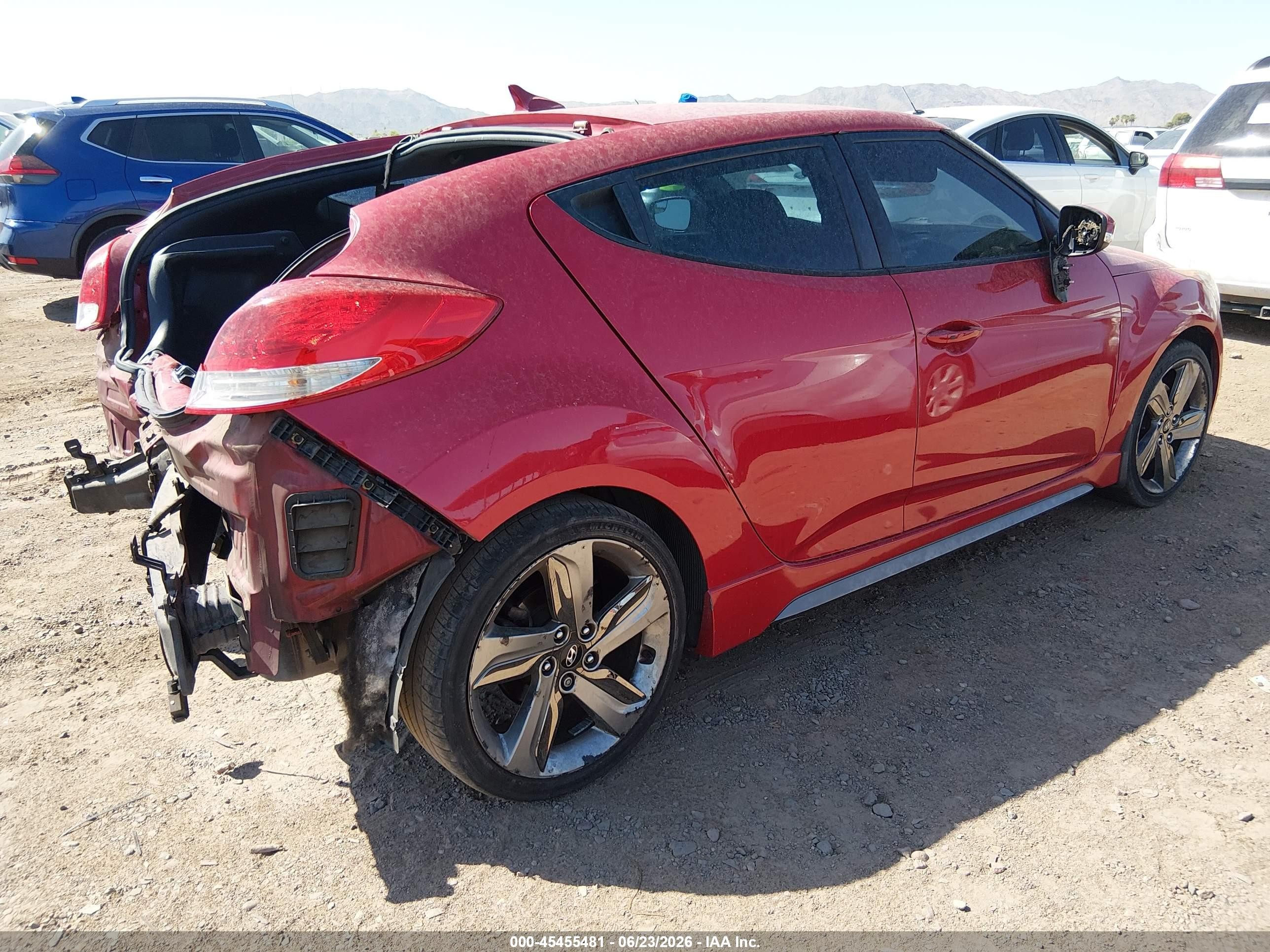 2014 Hyundai Veloster Turbo W/black Red vin: KMHTC6AE1EU208028