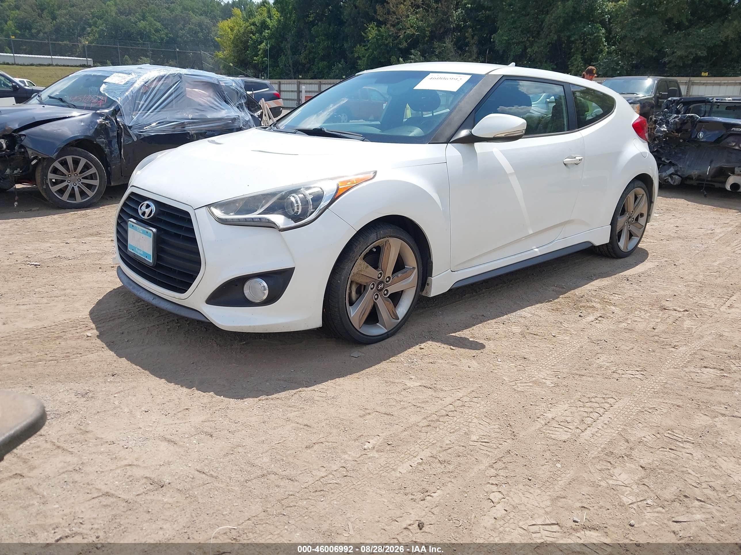 2014 Hyundai Veloster Turbo W/blue White vin: KMHTC6AE1EU208126