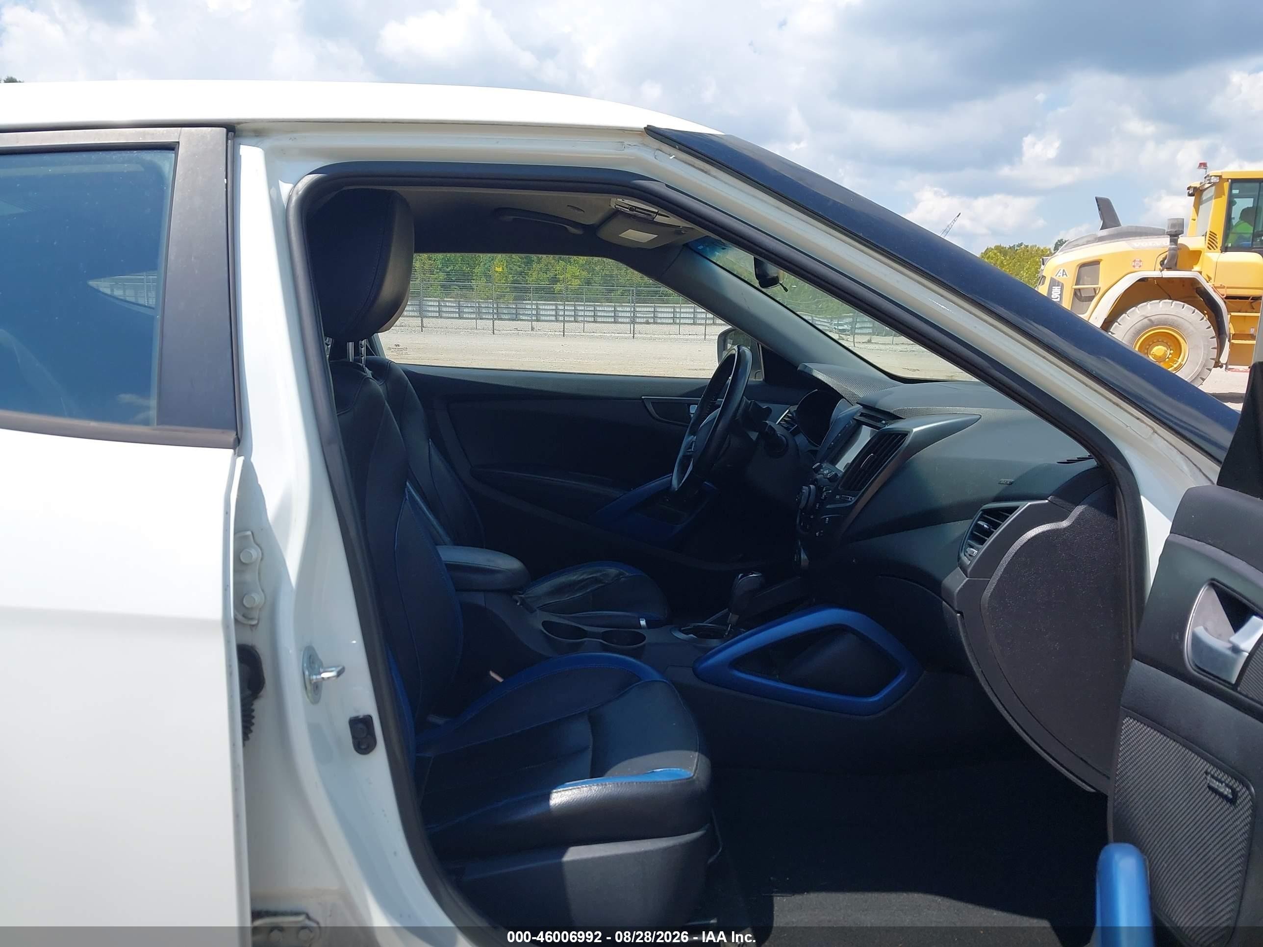 2014 Hyundai Veloster Turbo W/blue White vin: KMHTC6AE1EU208126