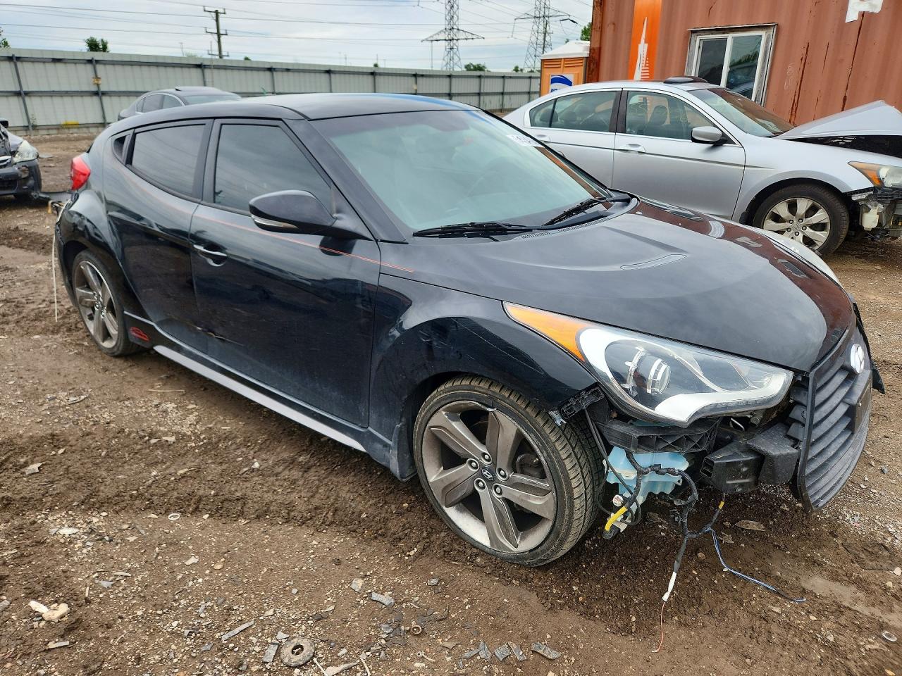 2015 Hyundai Veloster Turbo Black vin: KMHTC6AE1FU237515