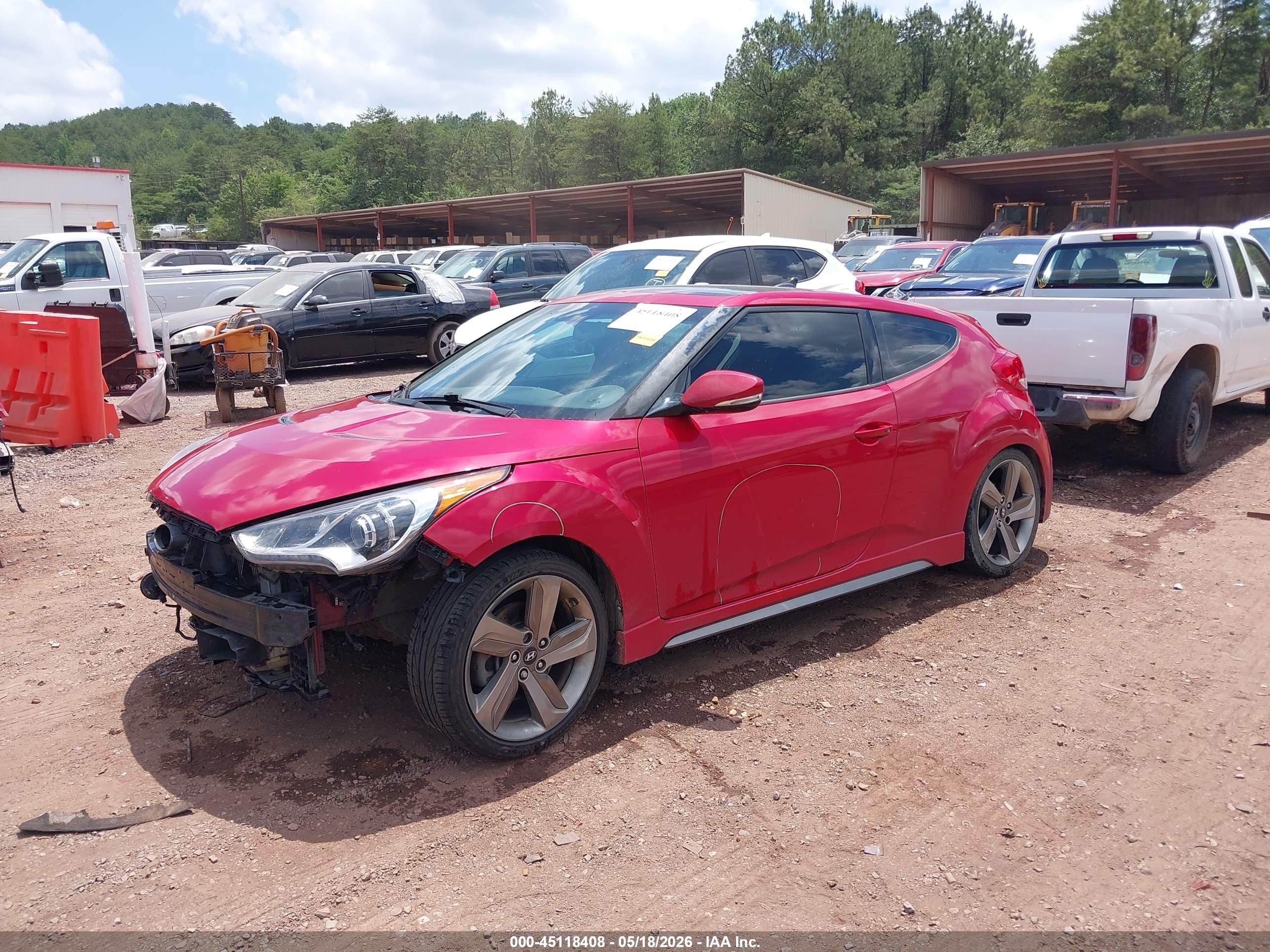 2013 Hyundai Veloster Turbo W/black Red vin: KMHTC6AE2DU109216