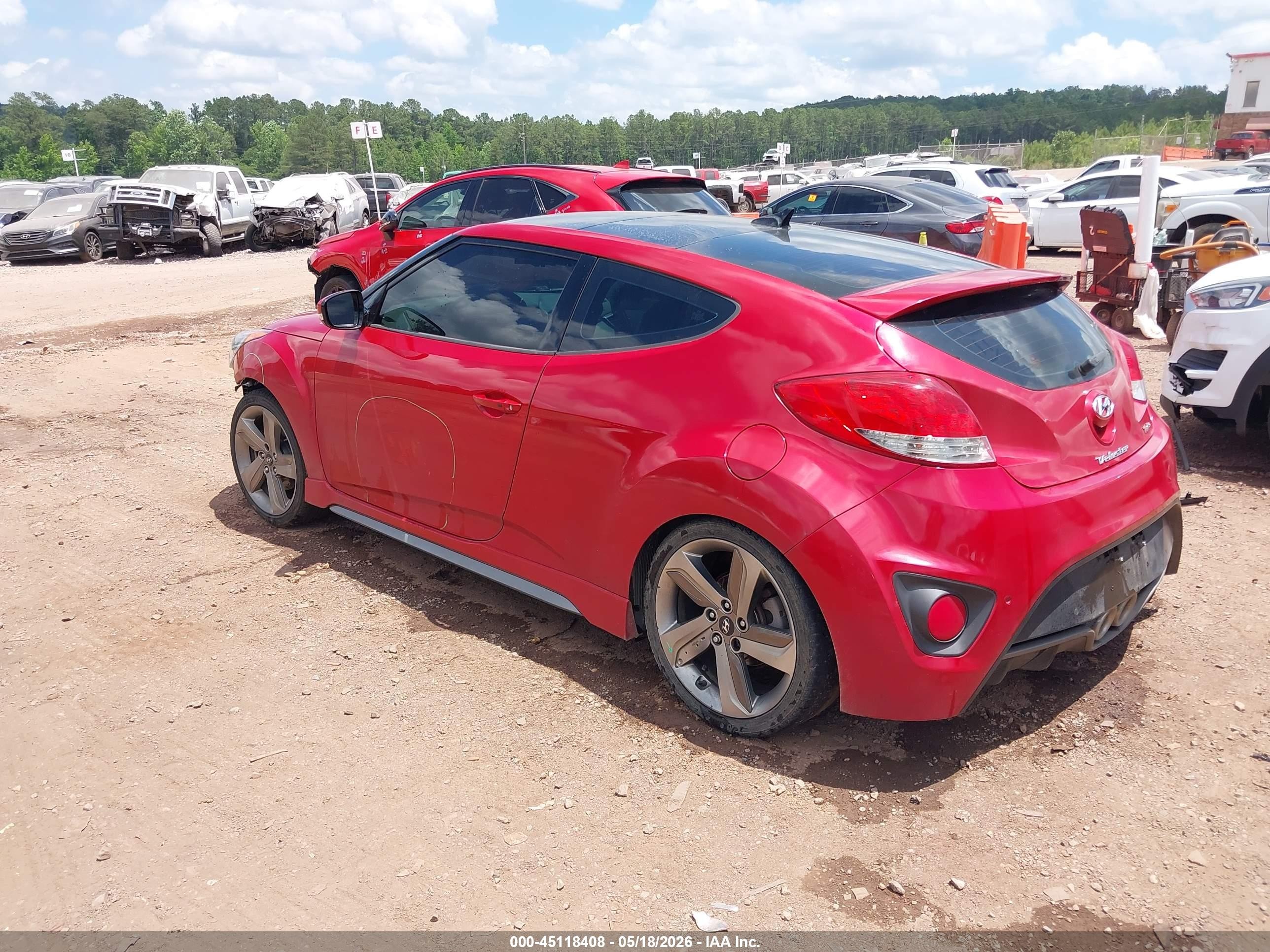 2013 Hyundai Veloster Turbo W/black Red vin: KMHTC6AE2DU109216