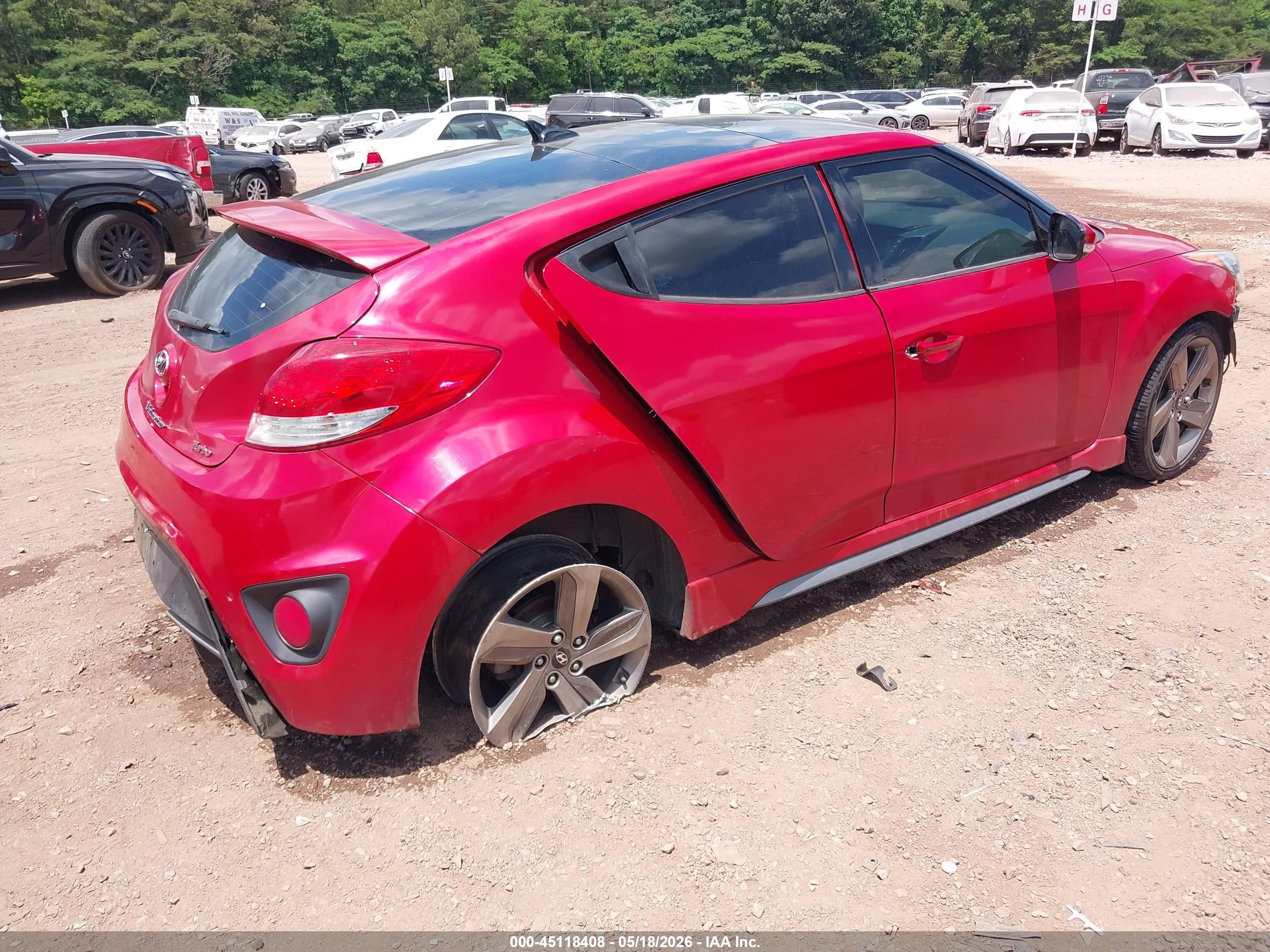 2013 Hyundai Veloster Turbo W/black Red vin: KMHTC6AE2DU109216