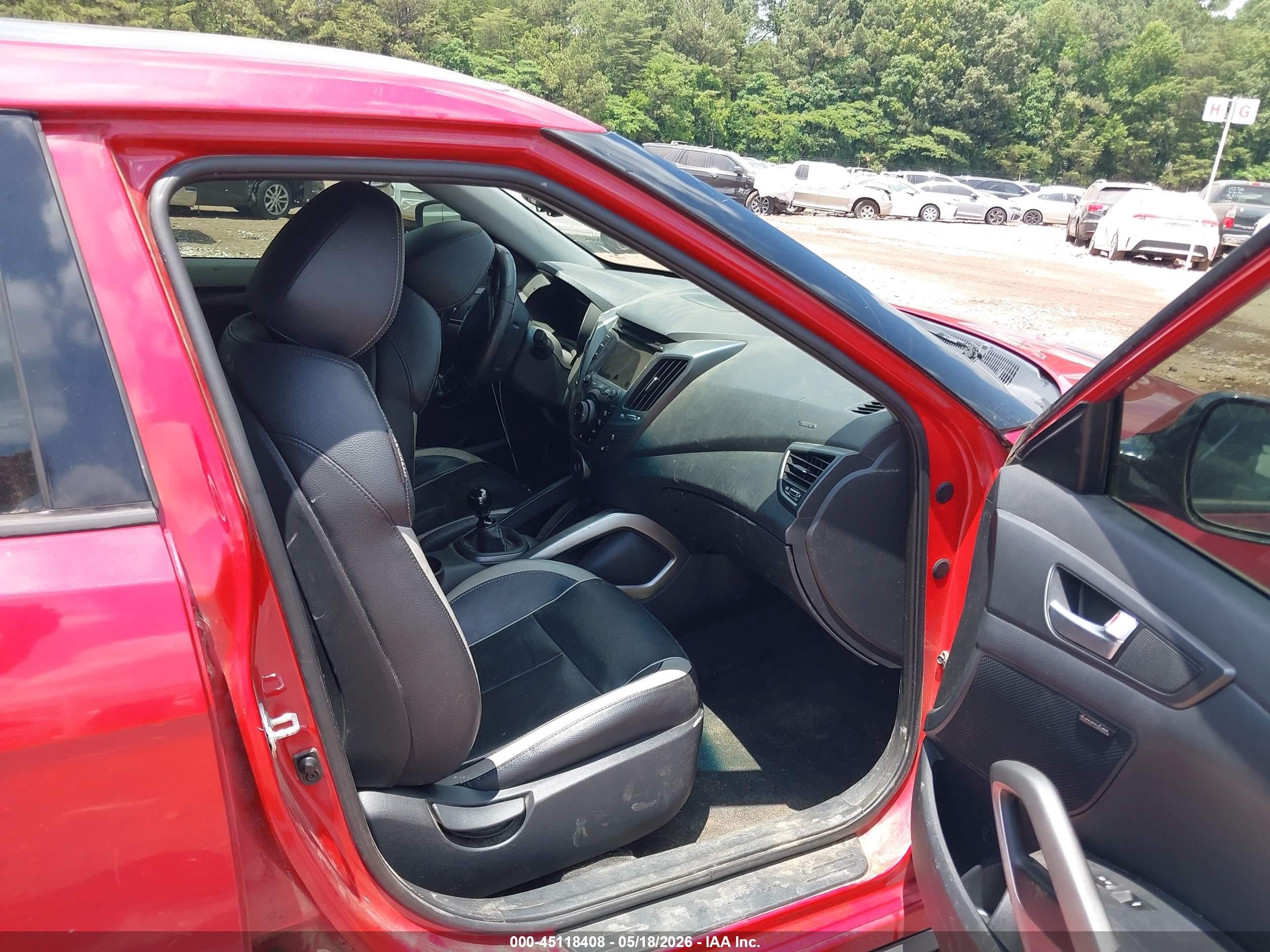 2013 Hyundai Veloster Turbo W/black Red vin: KMHTC6AE2DU109216