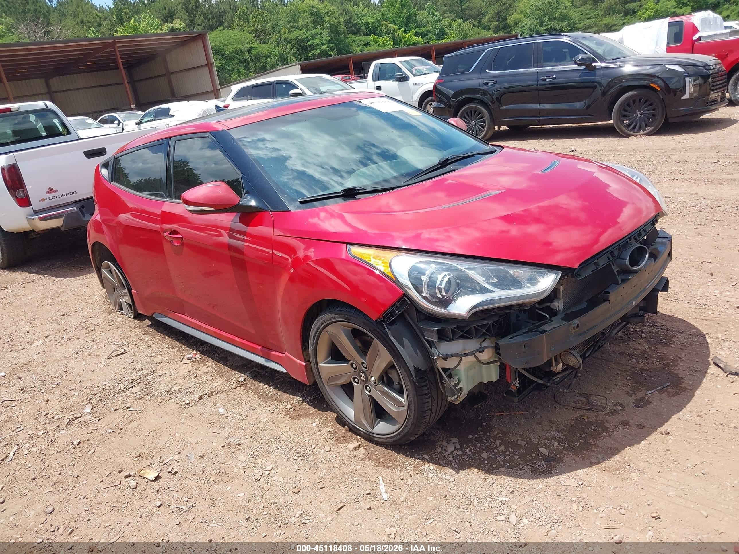 2013 Hyundai Veloster Turbo W/black Red vin: KMHTC6AE2DU109216