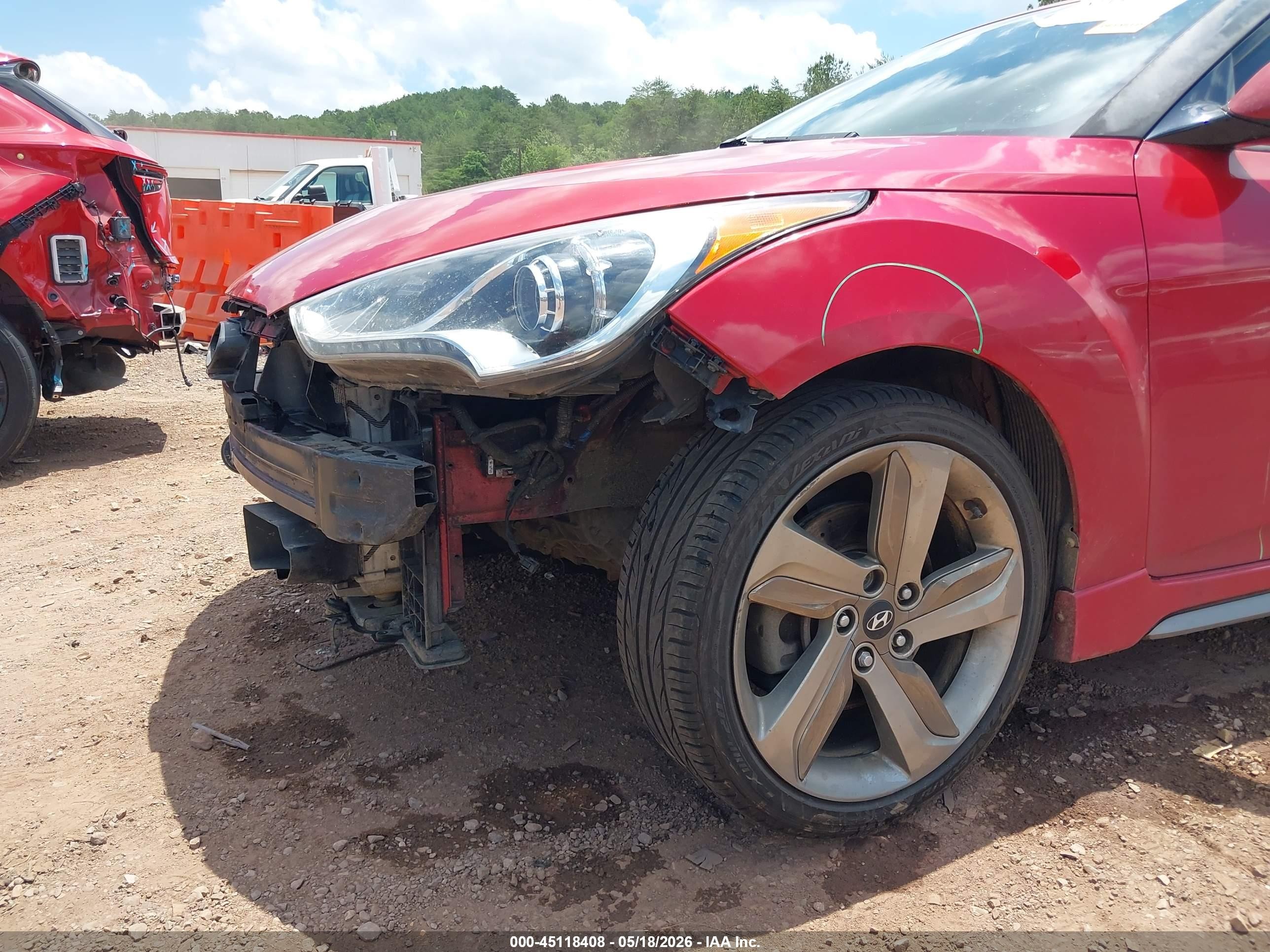 2013 Hyundai Veloster Turbo W/black Red vin: KMHTC6AE2DU109216