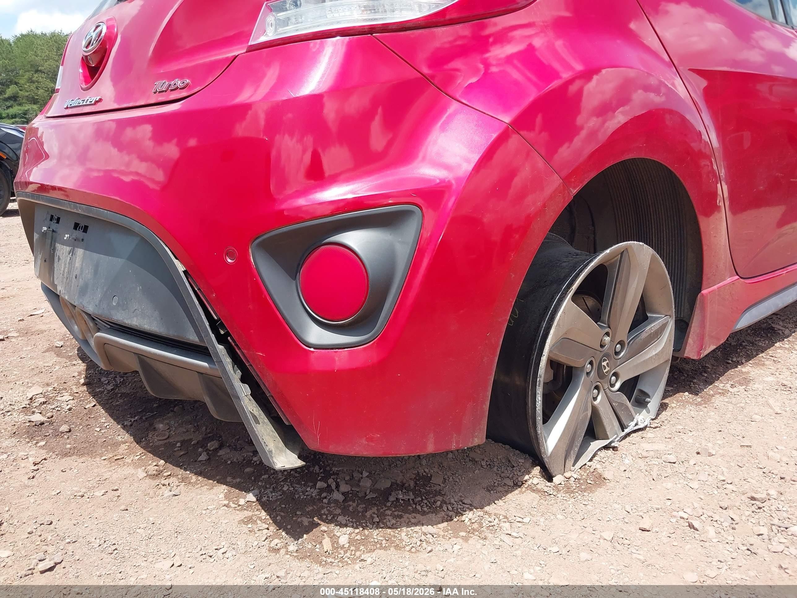 2013 Hyundai Veloster Turbo W/black Red vin: KMHTC6AE2DU109216