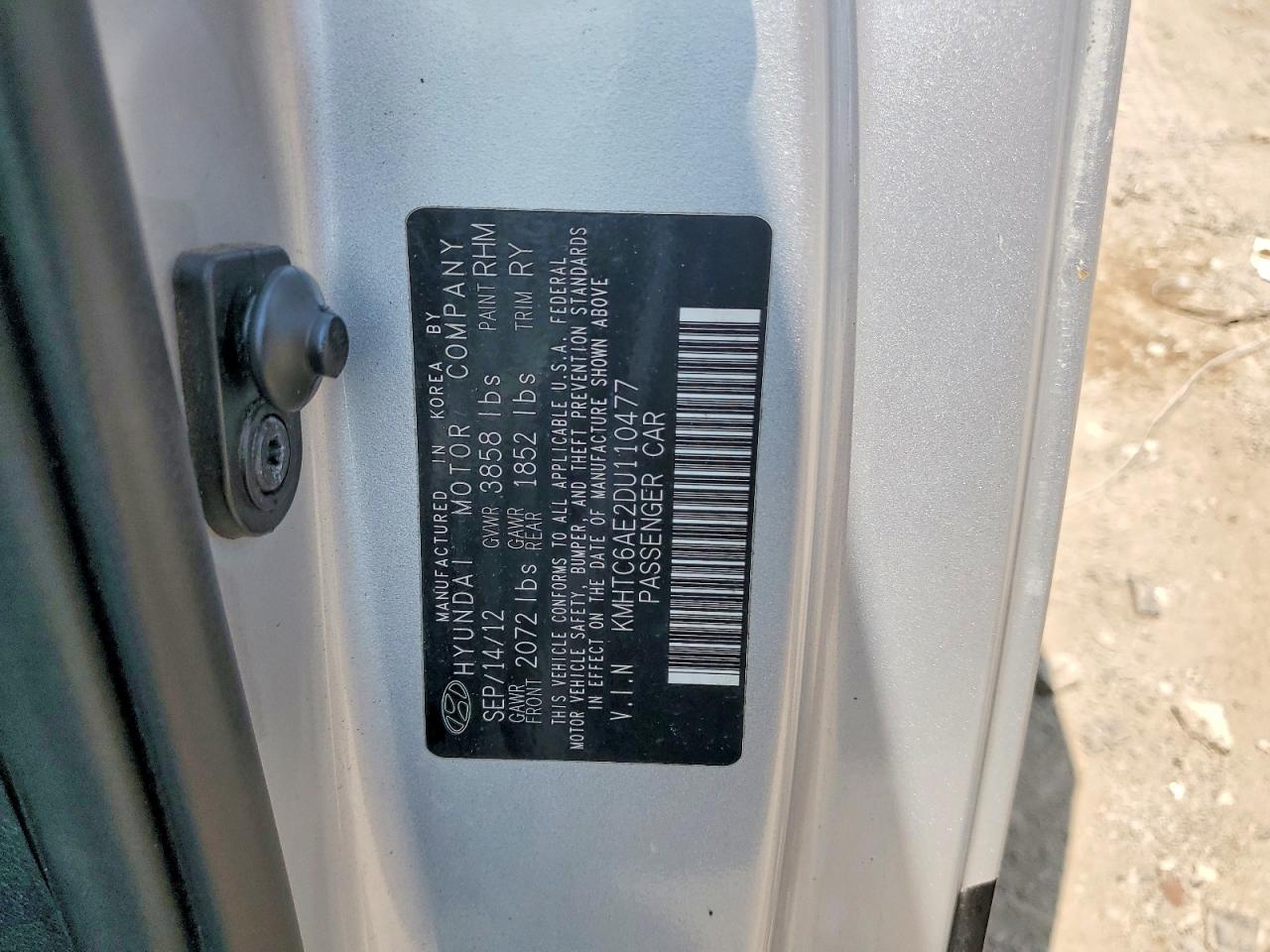 2013 Hyundai Veloster Turbo Gray vin: KMHTC6AE2DU110477