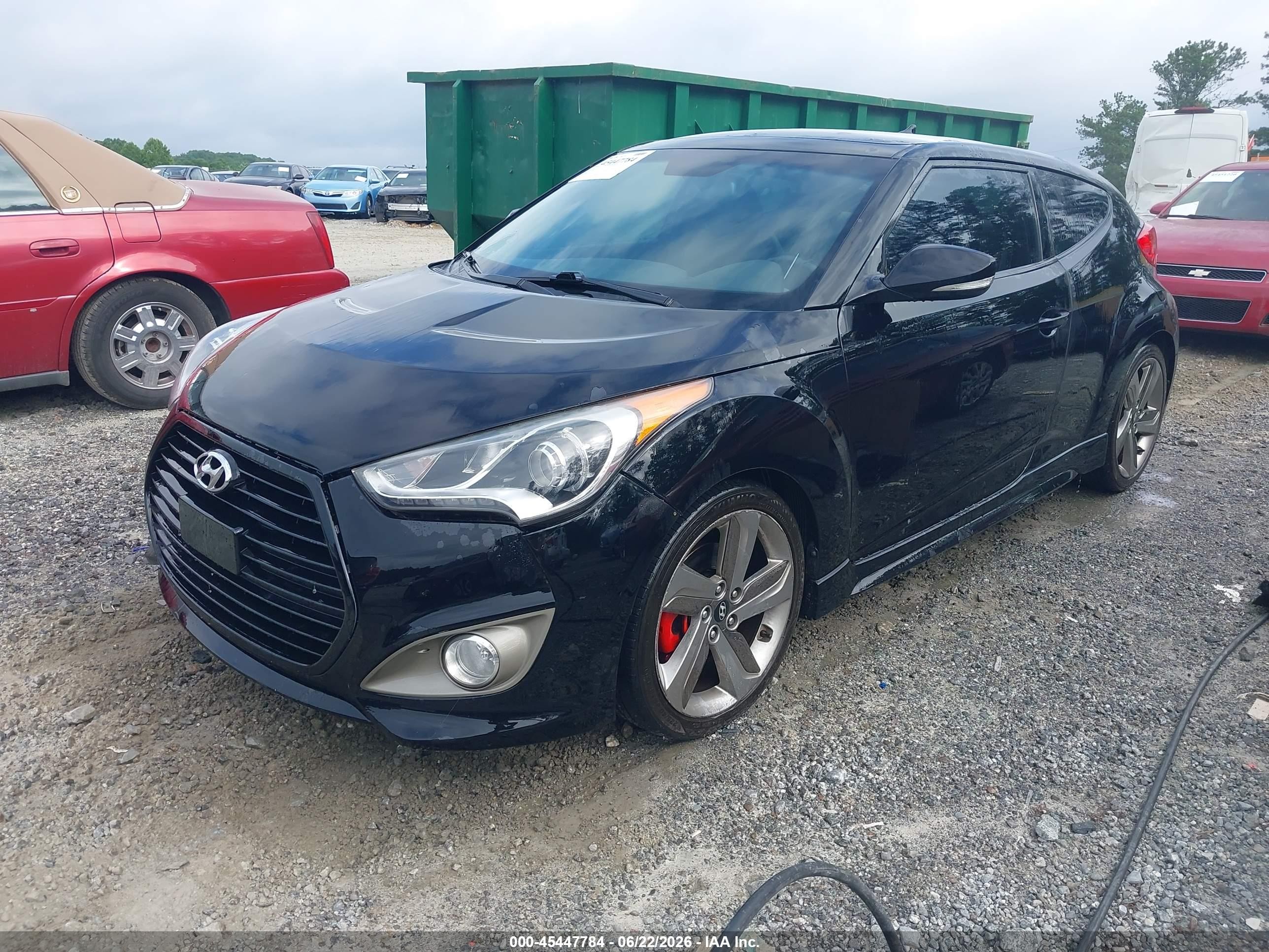 2013 Hyundai Veloster Turbo W/blue Black vin: KMHTC6AE2DU118434
