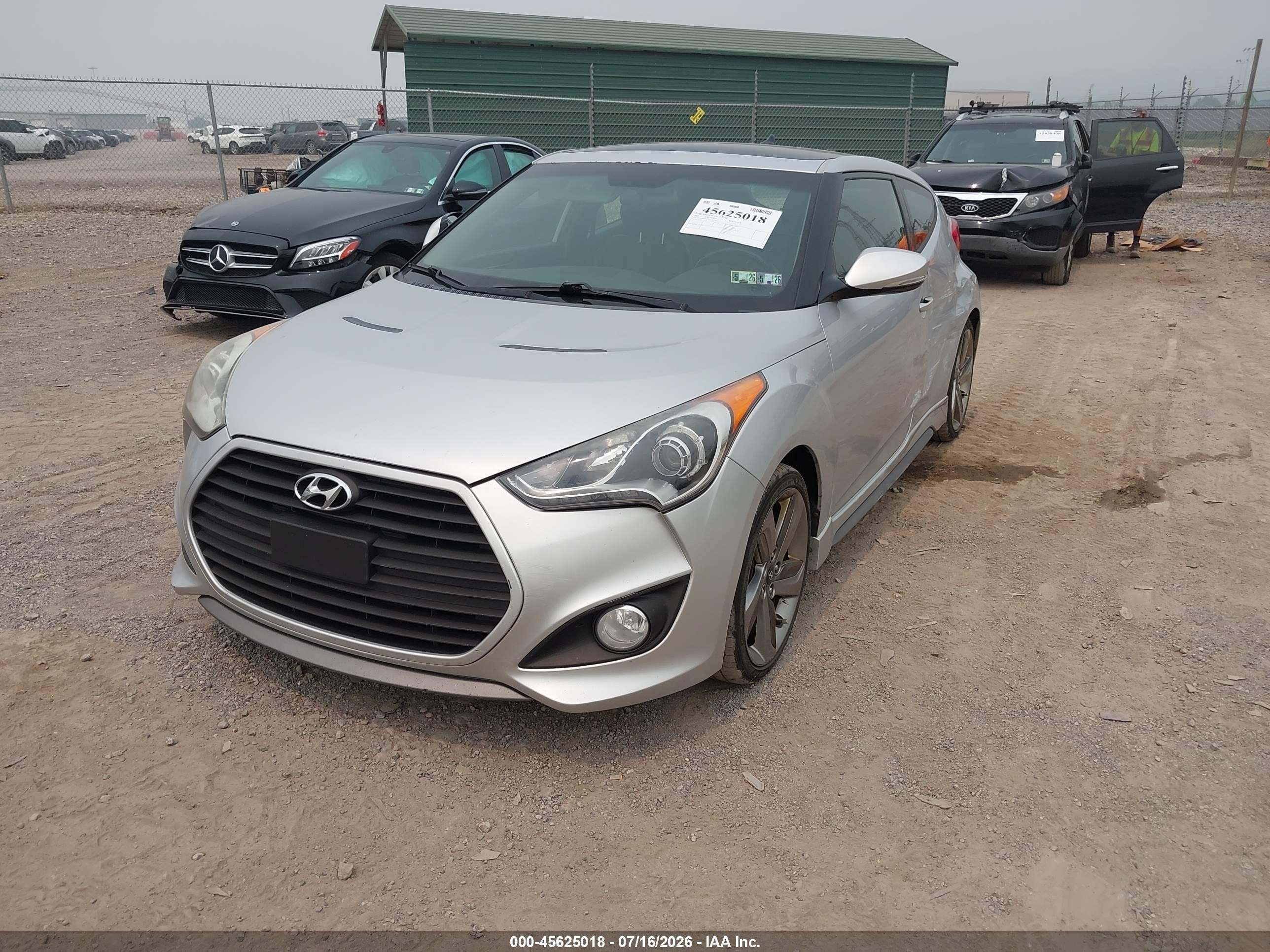 2013 Hyundai Veloster Turbo W/blue Silver vin: KMHTC6AE2DU126159