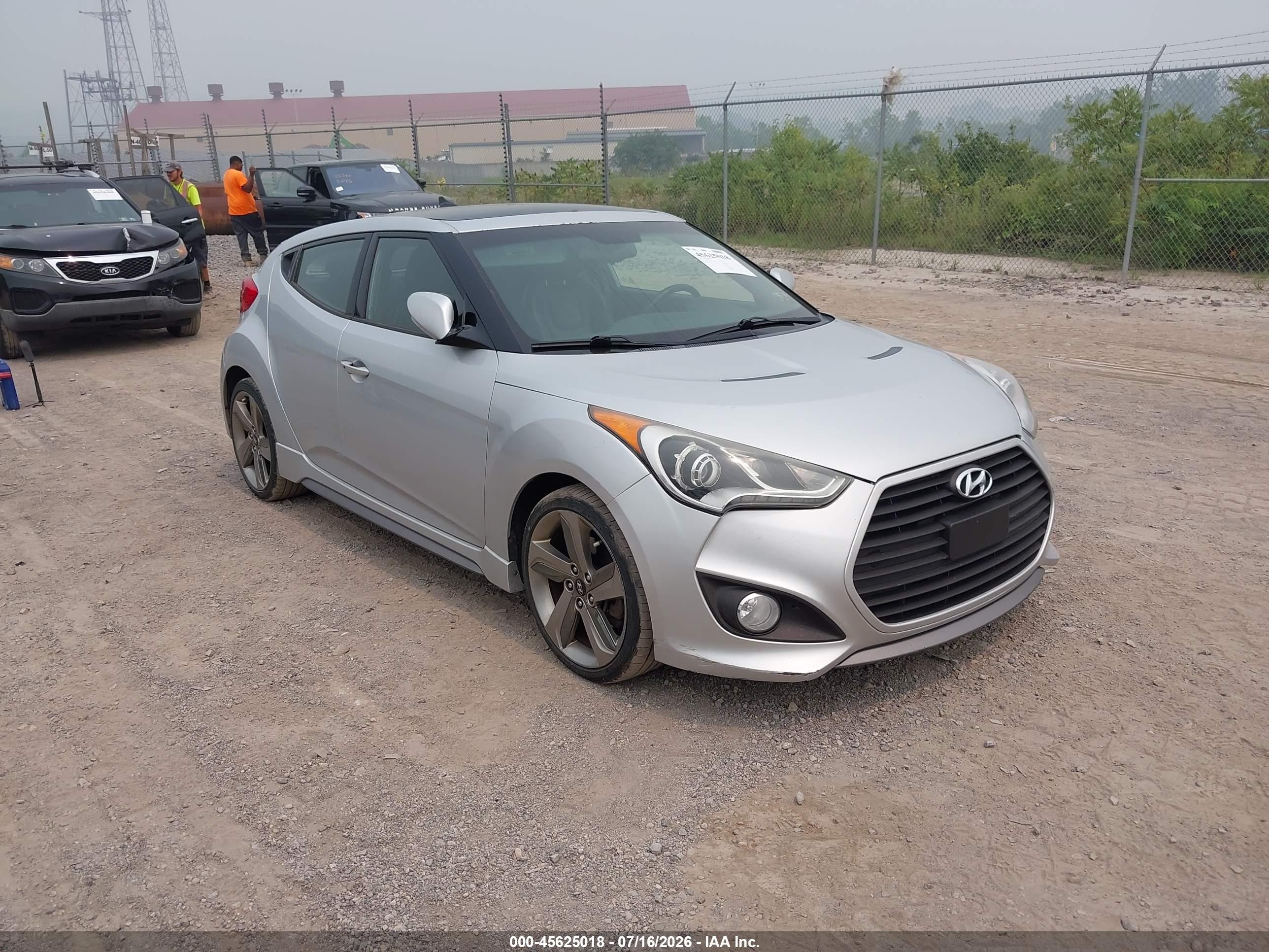2013 Hyundai Veloster Turbo W/blue Silver vin: KMHTC6AE2DU126159