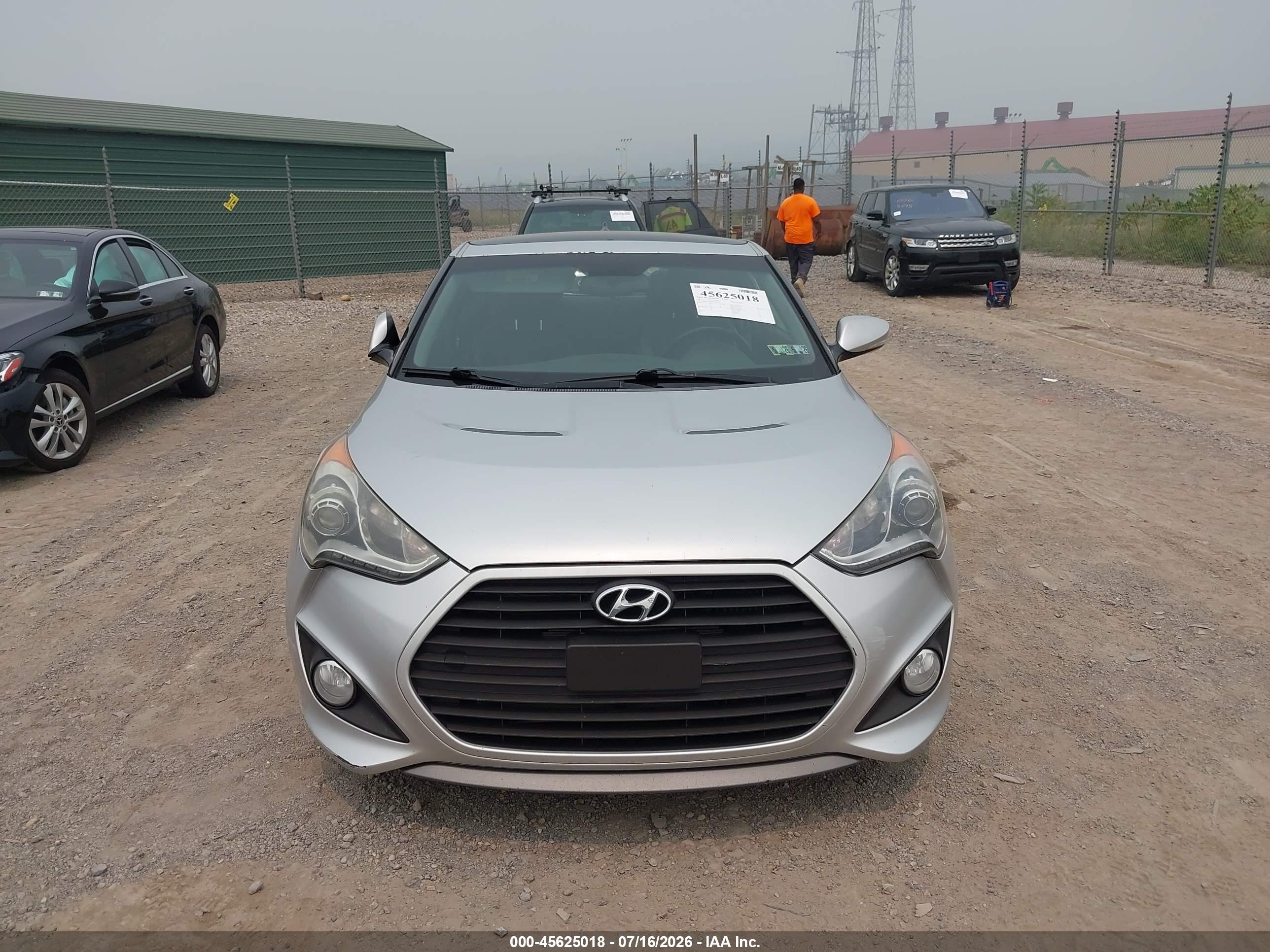 2013 Hyundai Veloster Turbo W/blue Silver vin: KMHTC6AE2DU126159