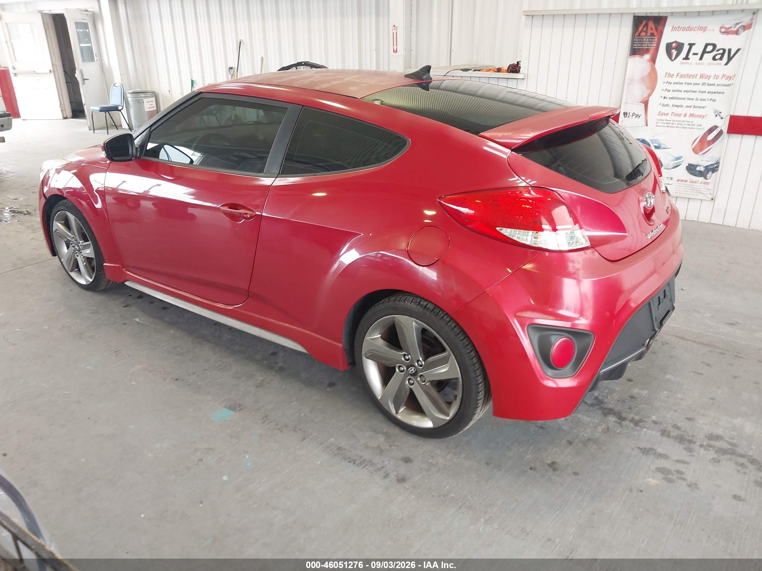 2013 Hyundai Veloster Turbo W/black Red vin: KMHTC6AE2DU133032