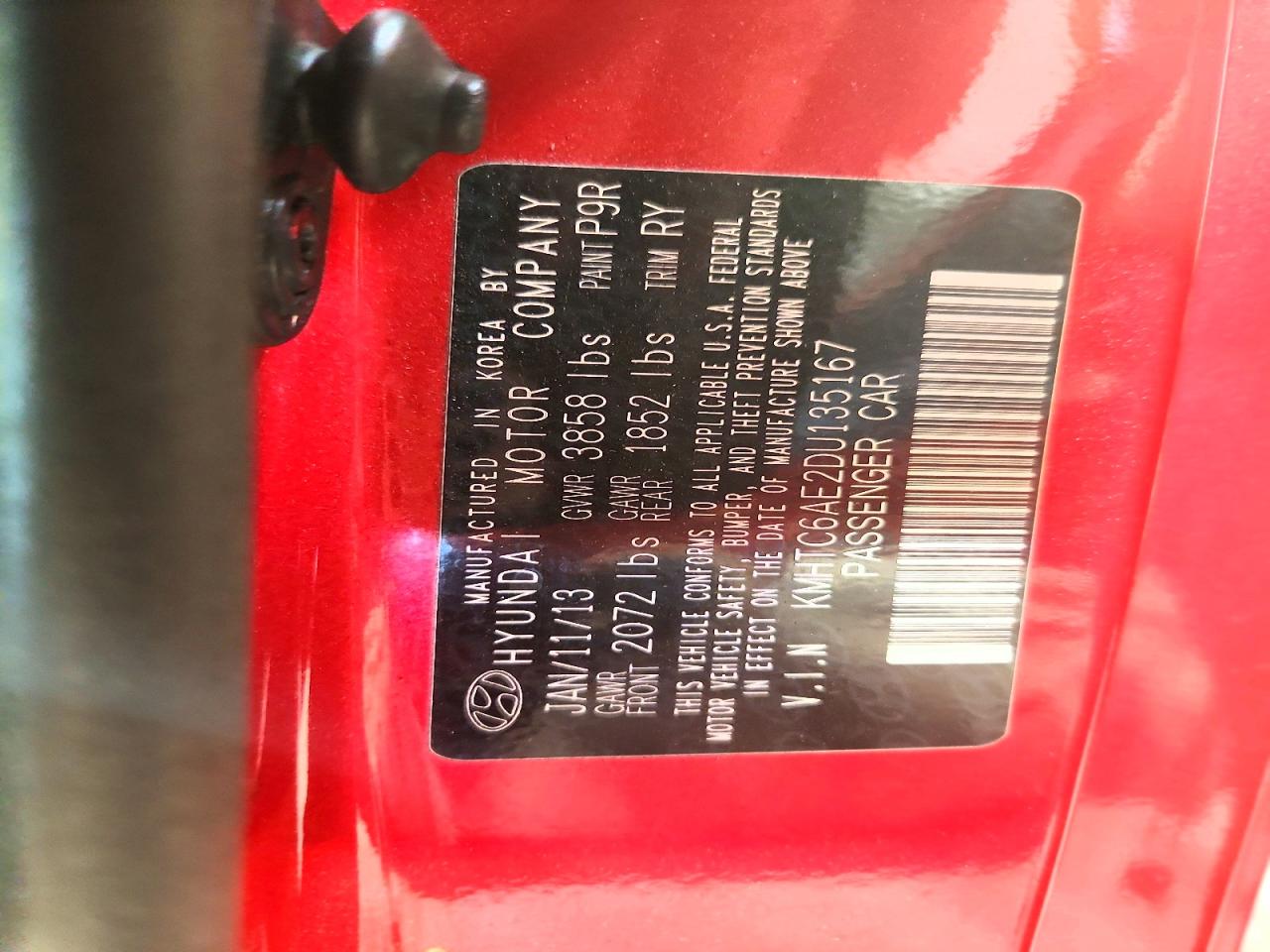 2013 Hyundai Veloster Turbo Red vin: KMHTC6AE2DU135167