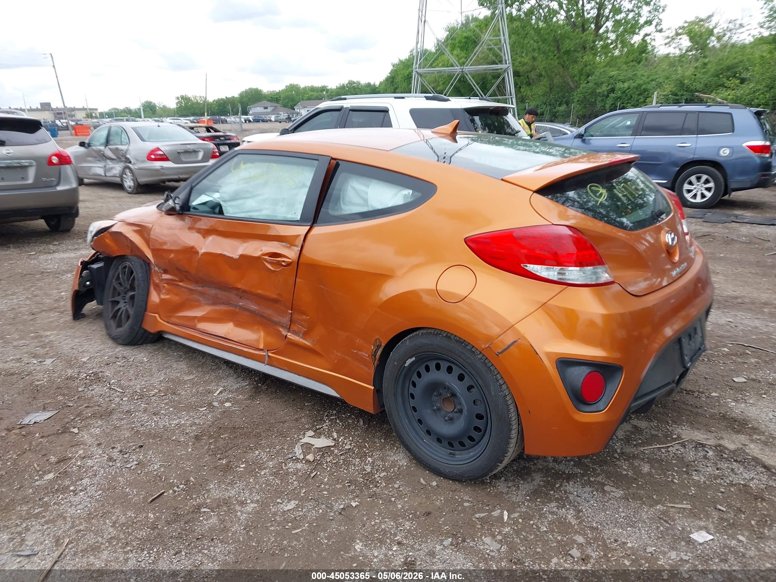 2014 Hyundai Veloster Turbo W/black Orange vin: KMHTC6AE2EU197041