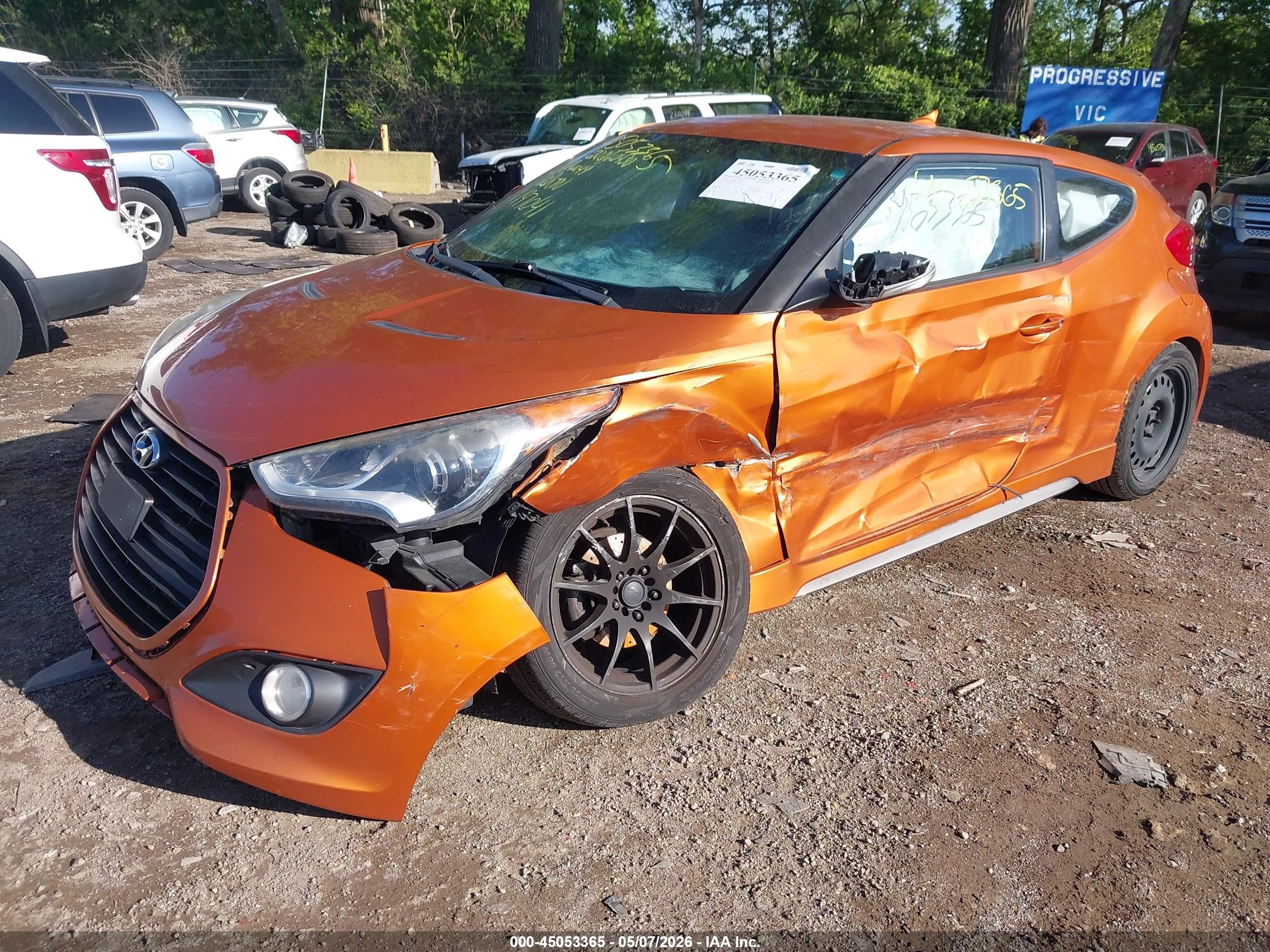 2014 Hyundai Veloster Turbo W/black Orange vin: KMHTC6AE2EU197041