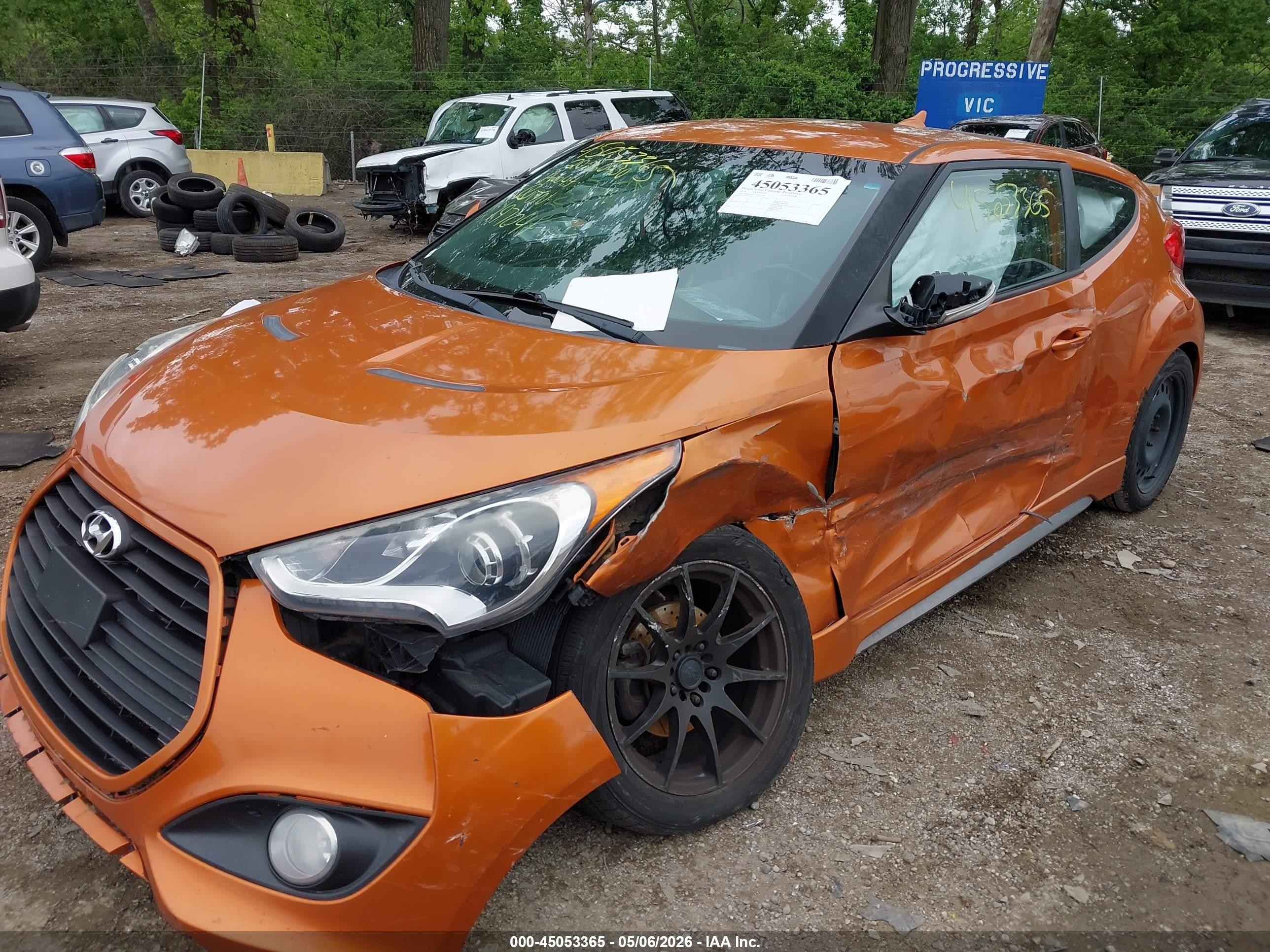 2014 Hyundai Veloster Turbo W/black Orange vin: KMHTC6AE2EU197041