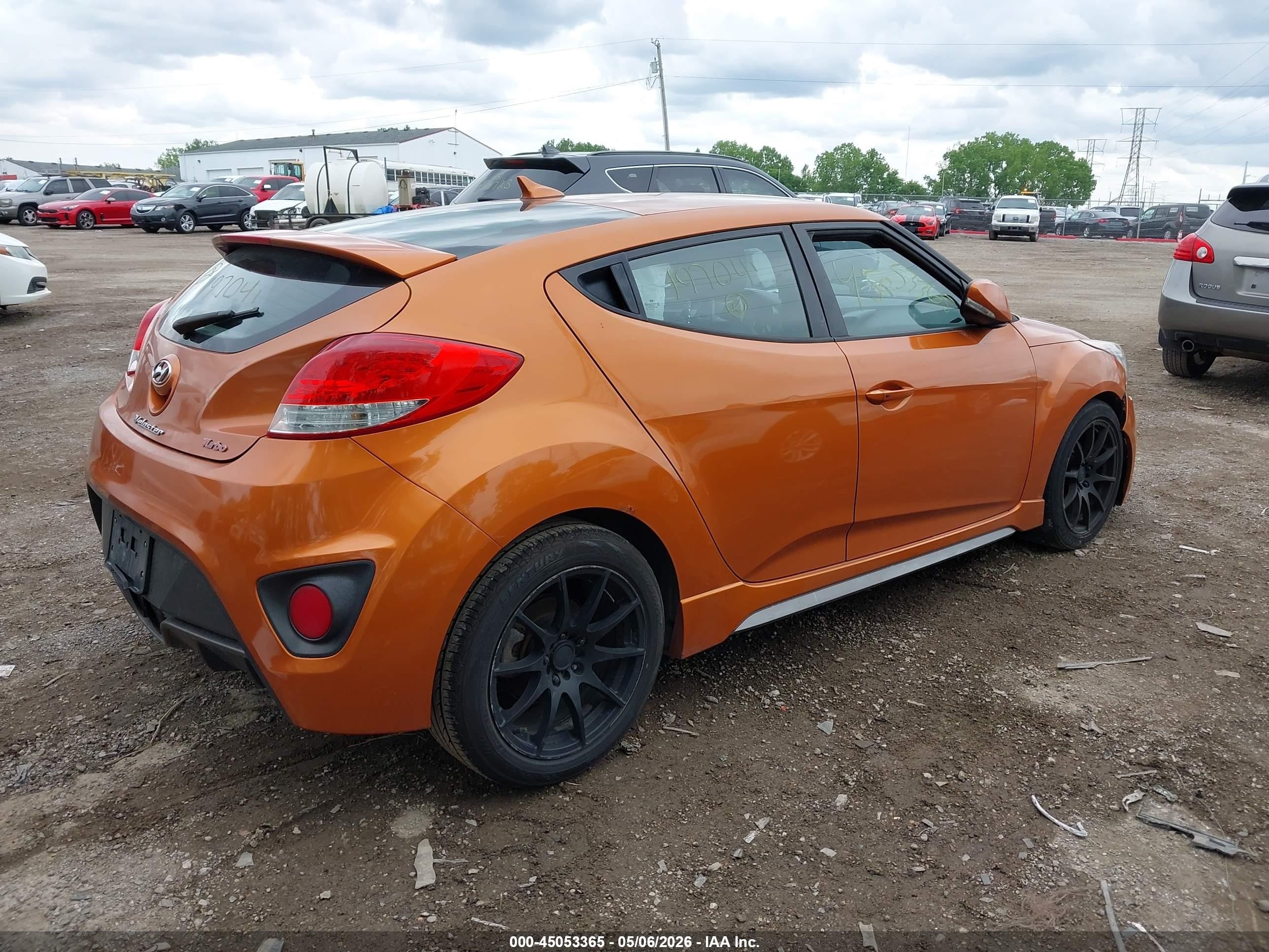 2014 Hyundai Veloster Turbo W/black Orange vin: KMHTC6AE2EU197041