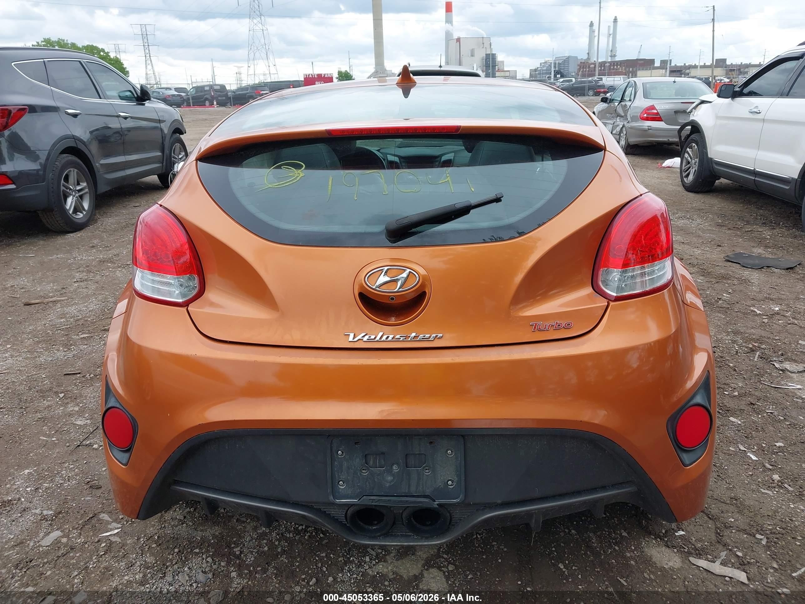2014 Hyundai Veloster Turbo W/black Orange vin: KMHTC6AE2EU197041