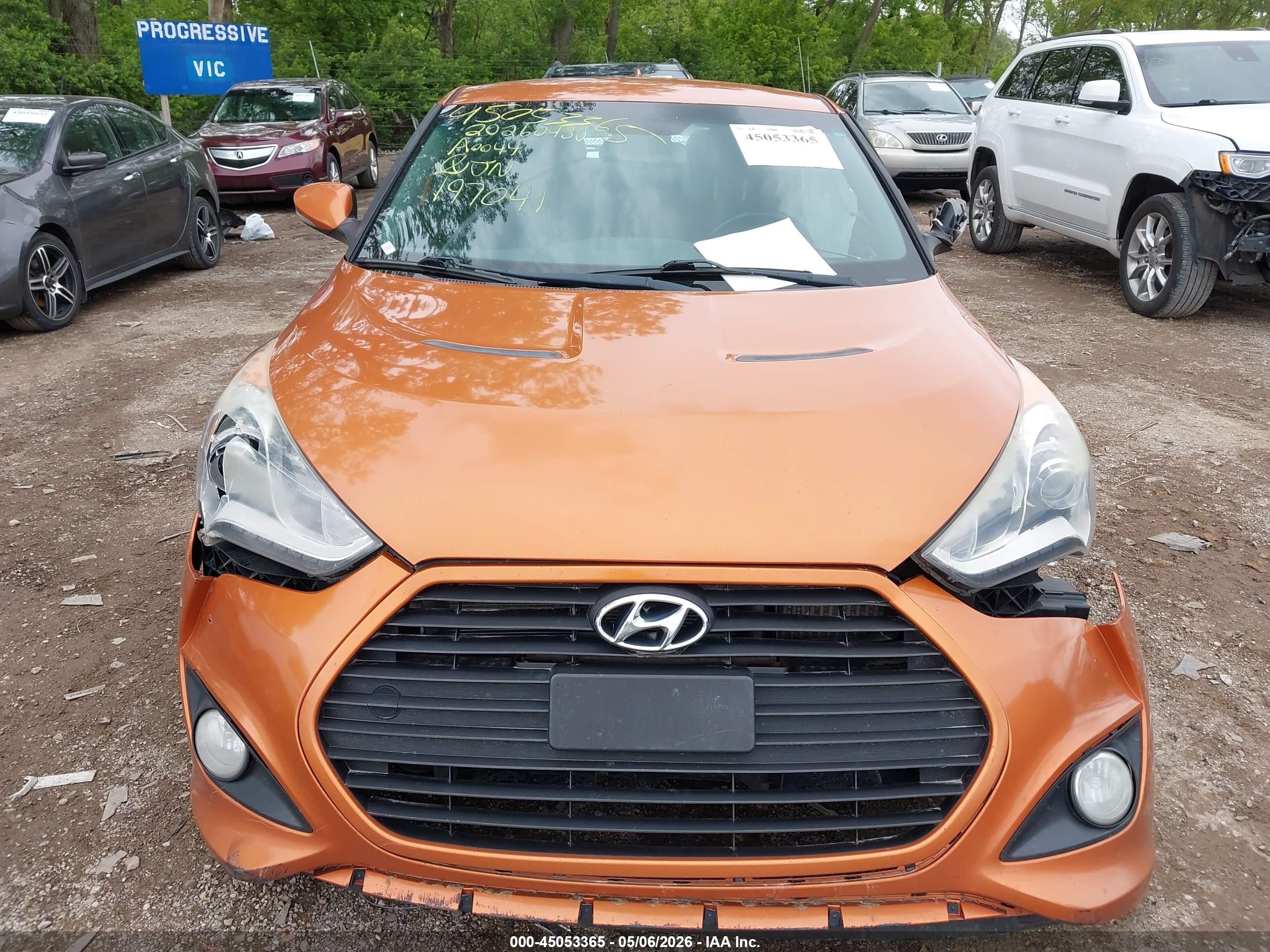 2014 Hyundai Veloster Turbo W/black Orange vin: KMHTC6AE2EU197041