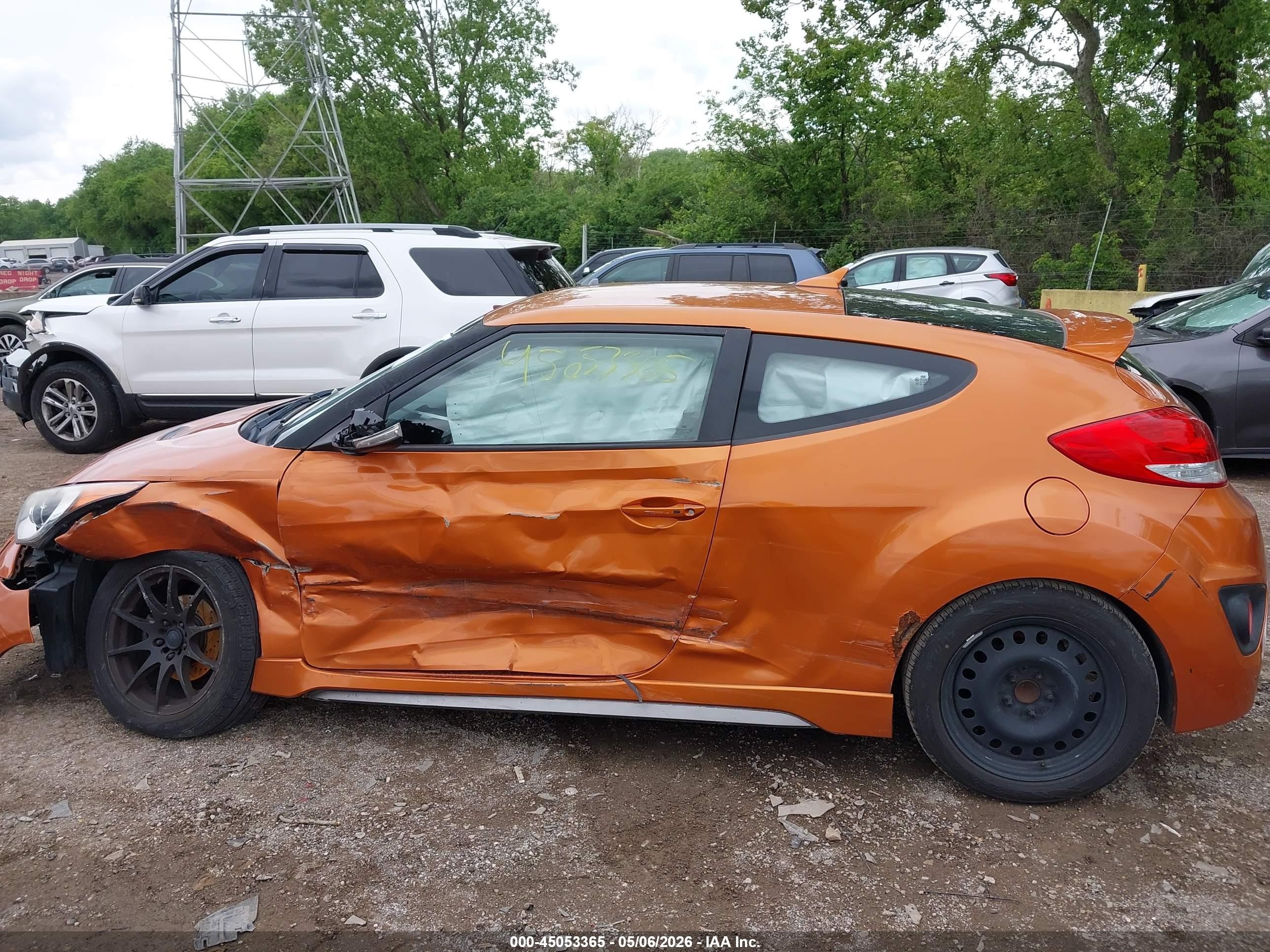 2014 Hyundai Veloster Turbo W/black Orange vin: KMHTC6AE2EU197041