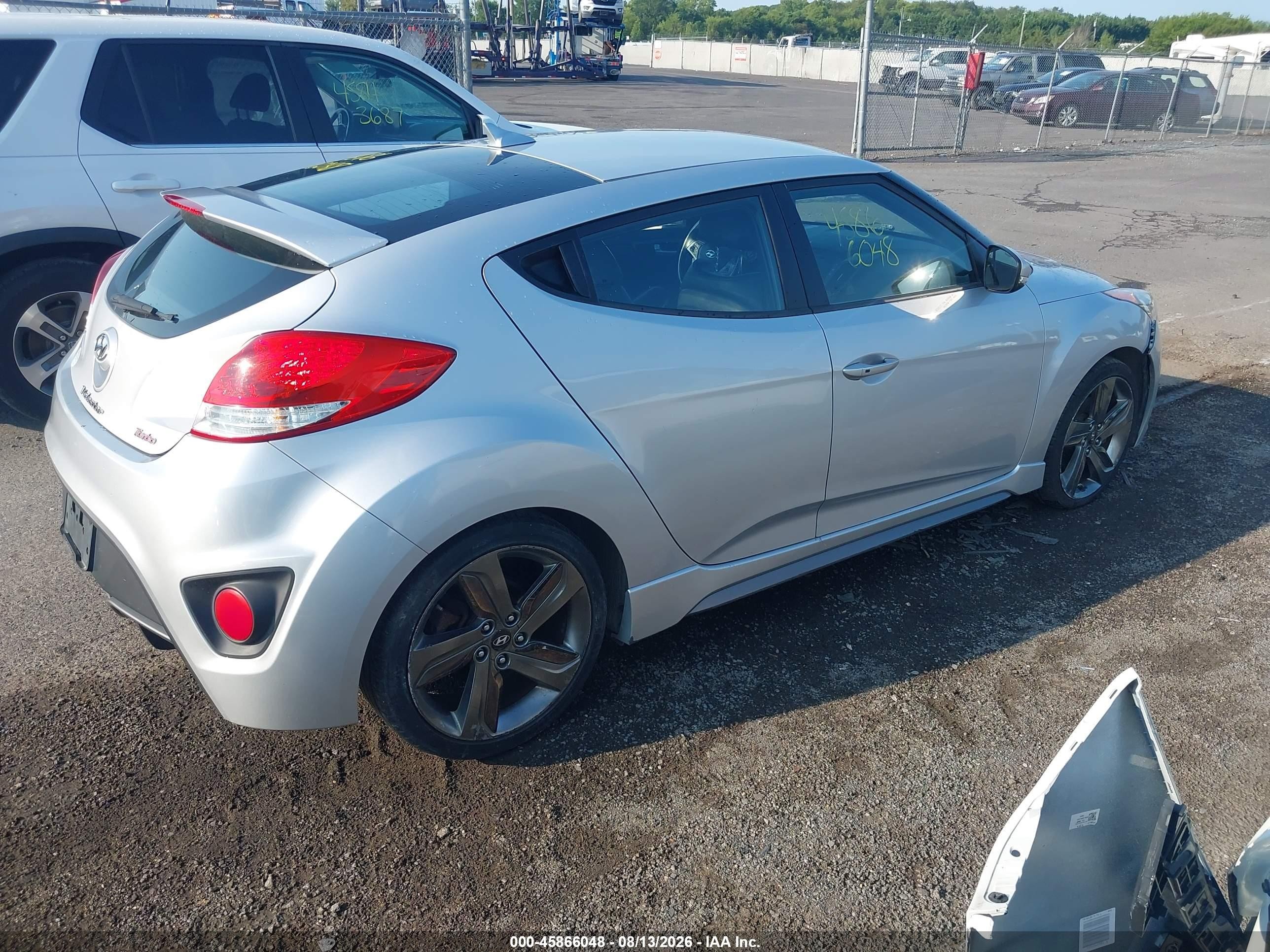 2014 Hyundai Veloster Turbo W/black Silver vin: KMHTC6AE2EU204604