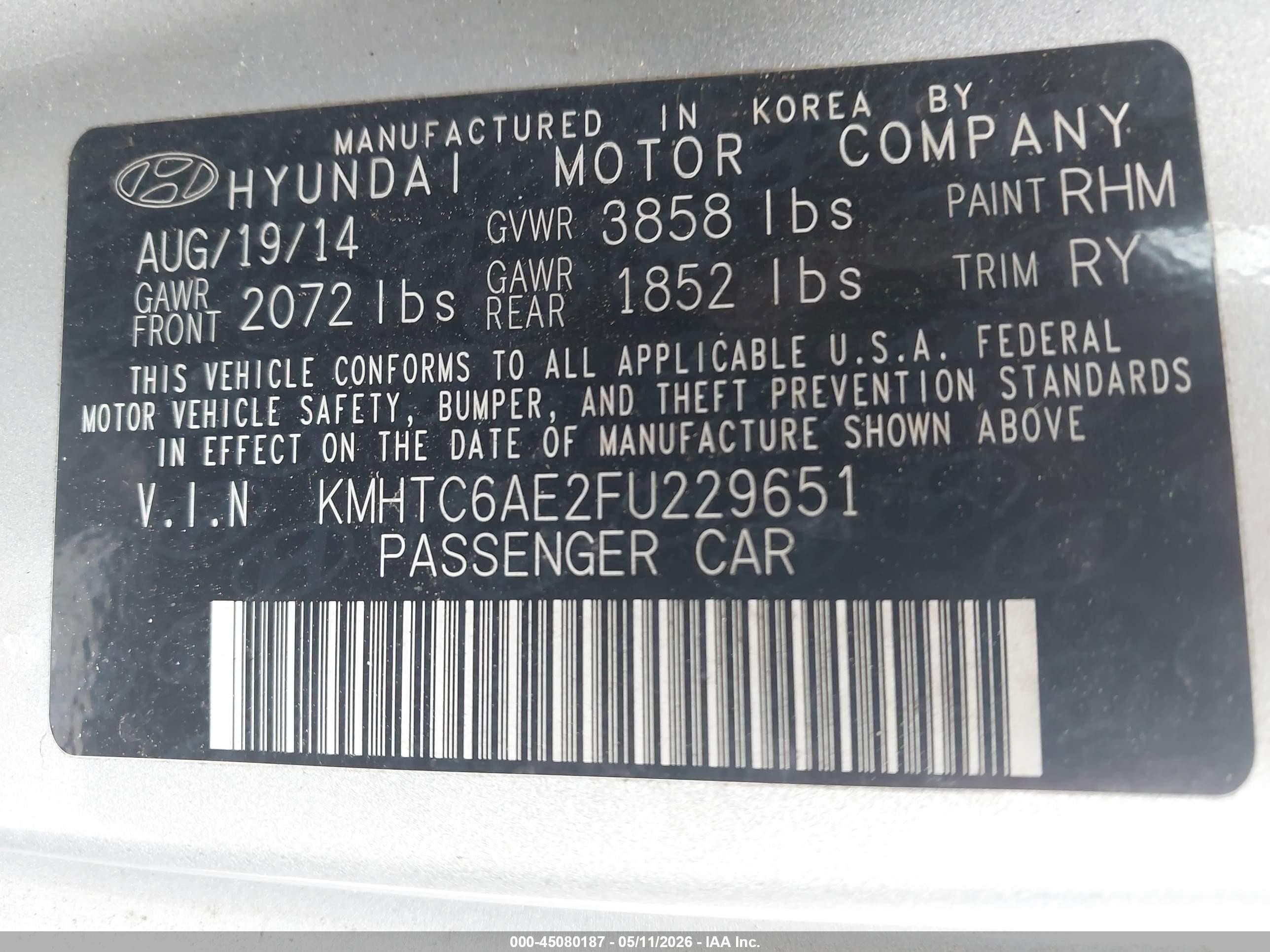 2015 Hyundai Veloster Turbo Silver vin: KMHTC6AE2FU229651