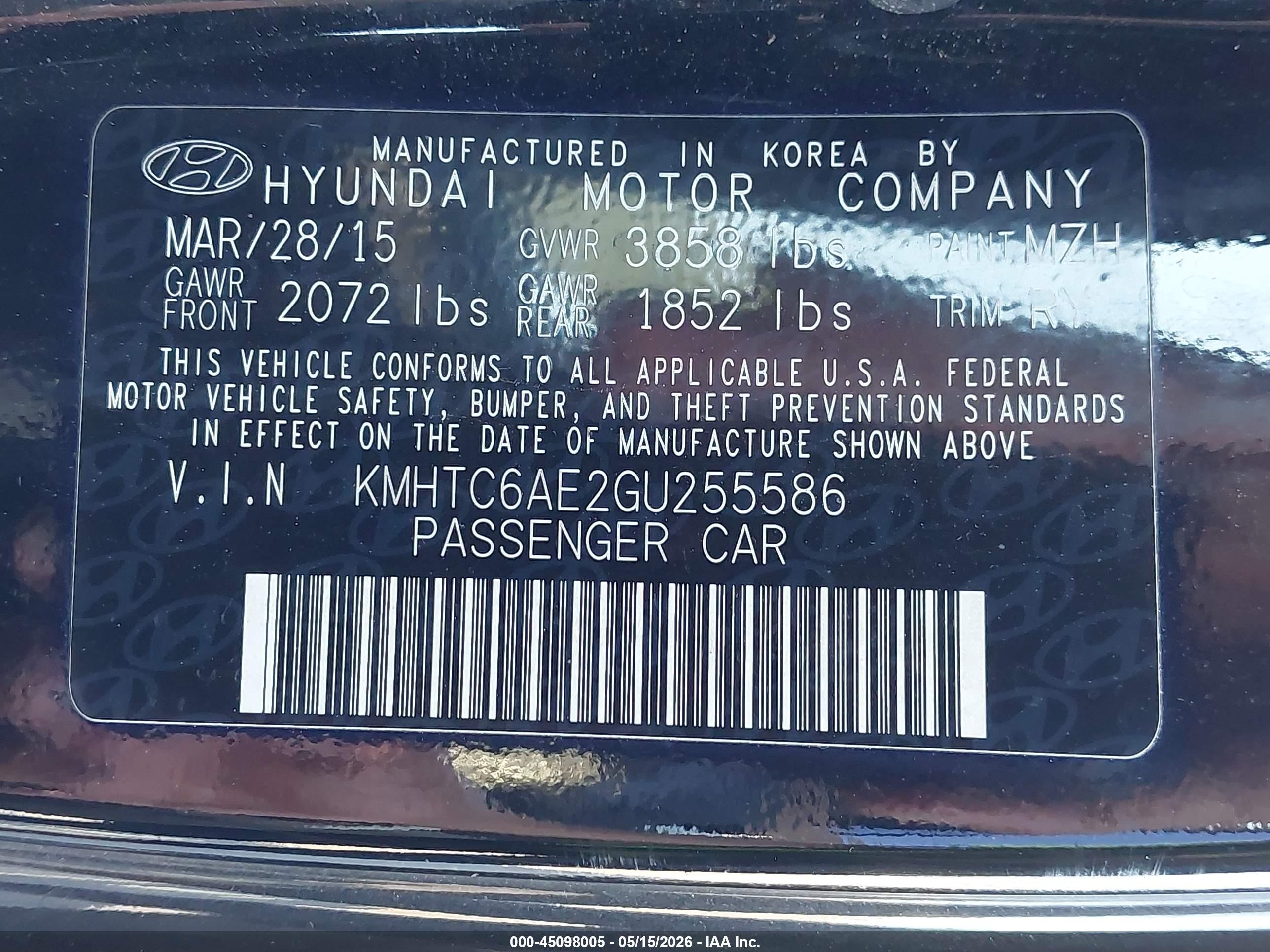 2016 Hyundai Veloster Turbo Черный vin: KMHTC6AE2GU255586