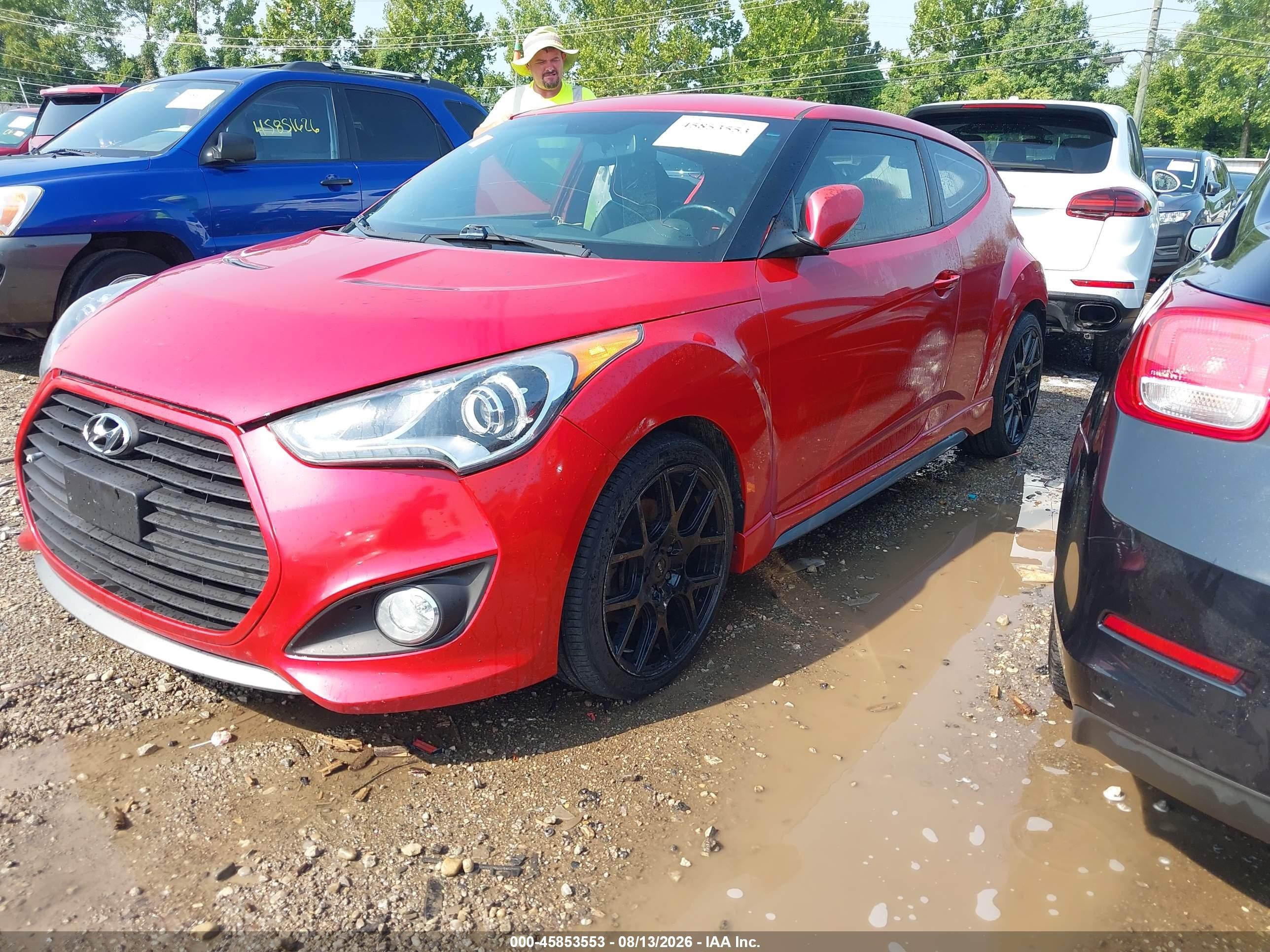 2013 Hyundai Veloster Turbo W/black Red vin: KMHTC6AE3DU140829