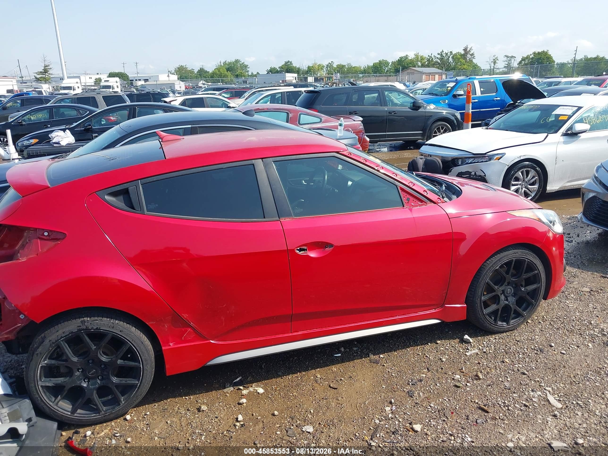 2013 Hyundai Veloster Turbo W/black Red vin: KMHTC6AE3DU140829