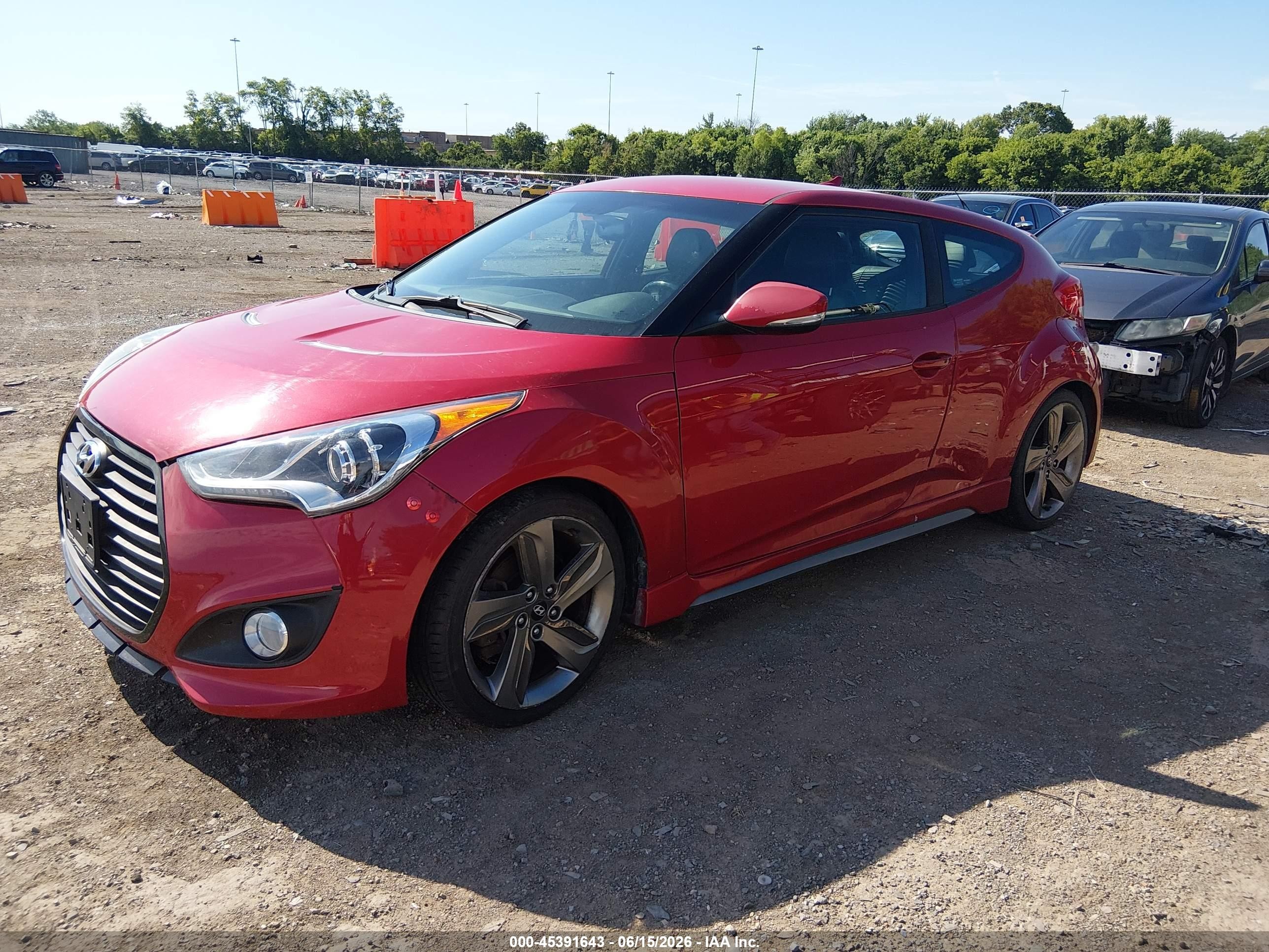 2013 Hyundai Veloster Turbo W/black Red vin: KMHTC6AE3DU160837