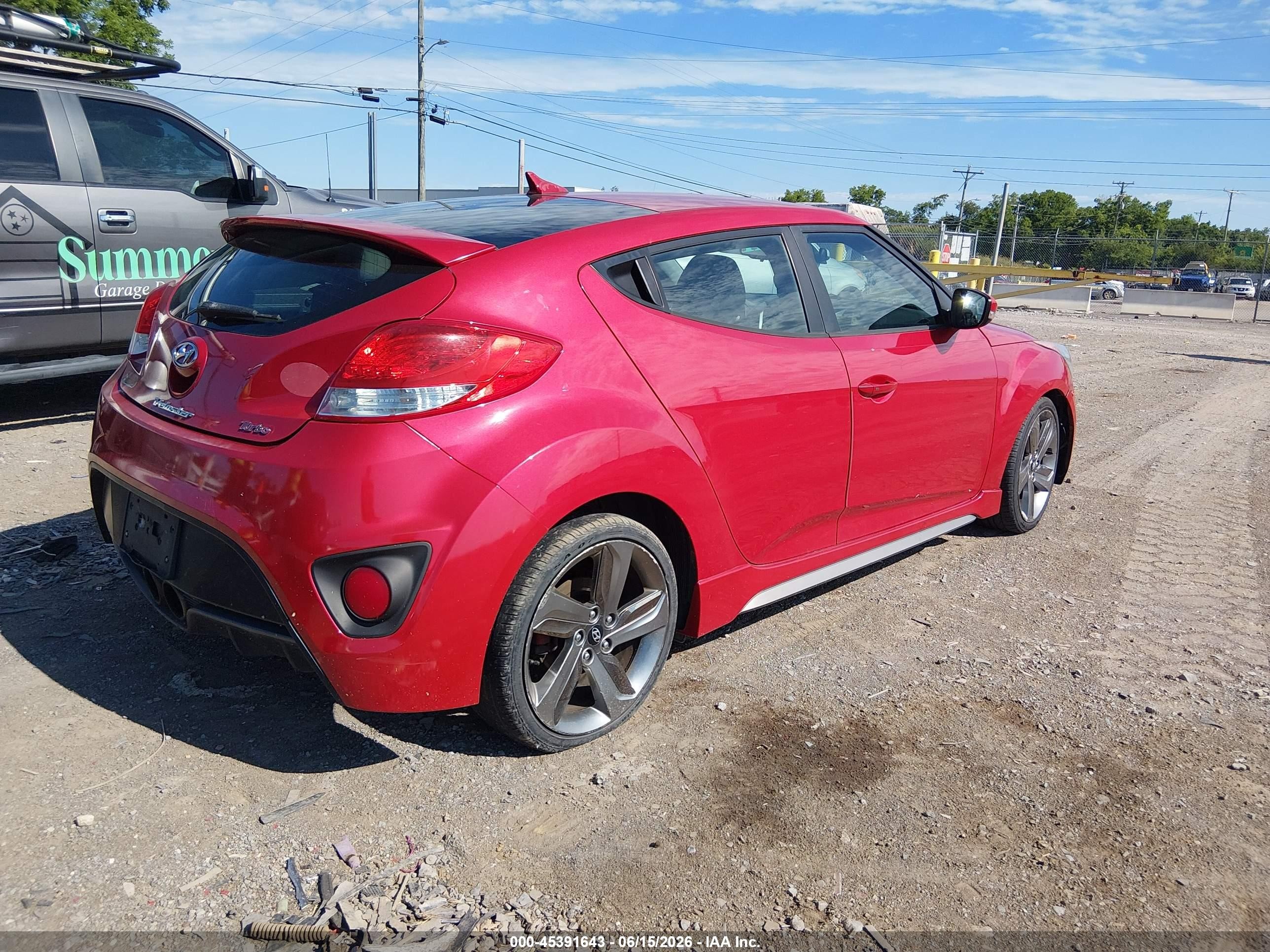 2013 Hyundai Veloster Turbo W/black Red vin: KMHTC6AE3DU160837