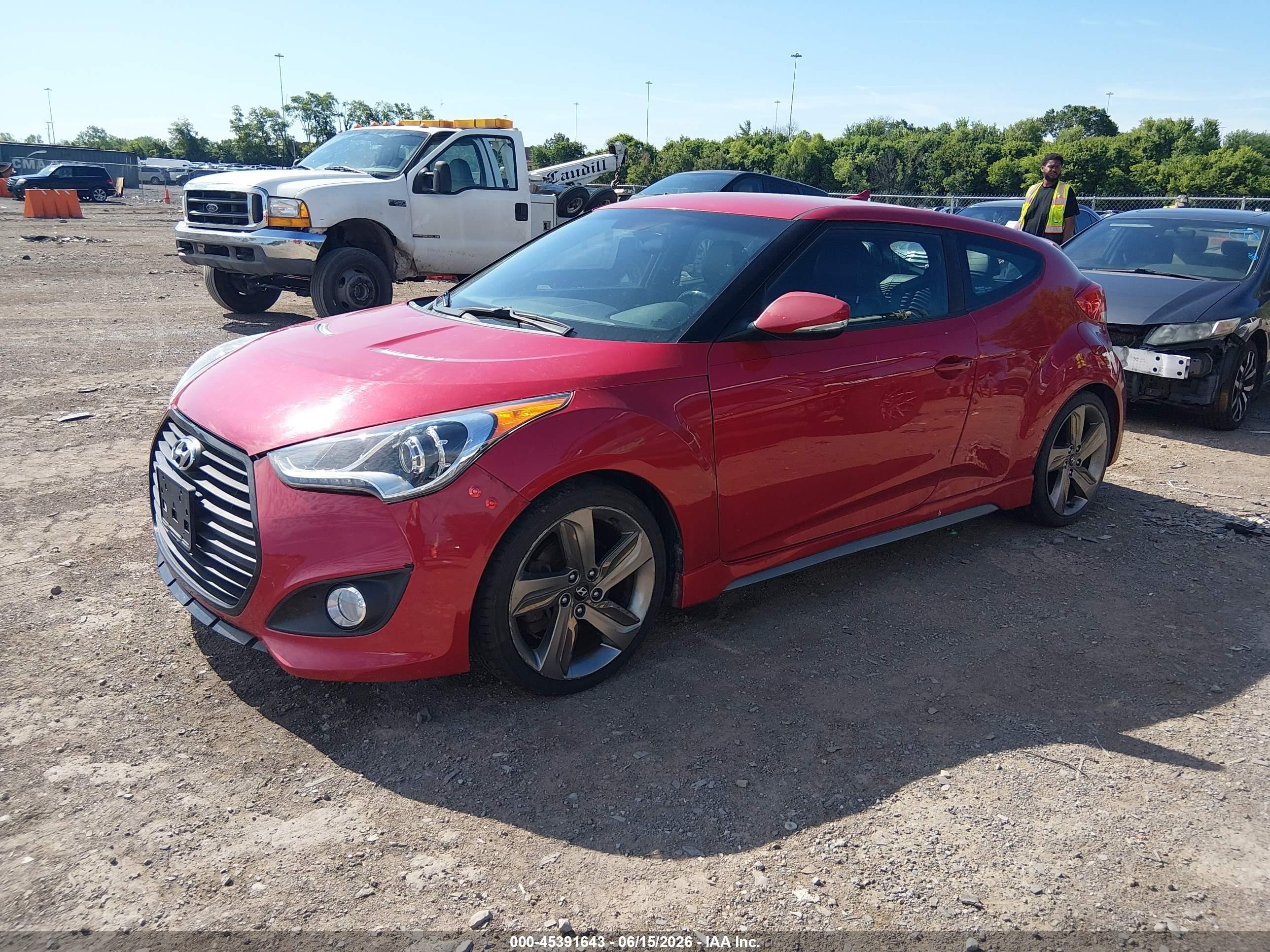 2013 Hyundai Veloster Turbo W/black Red vin: KMHTC6AE3DU160837