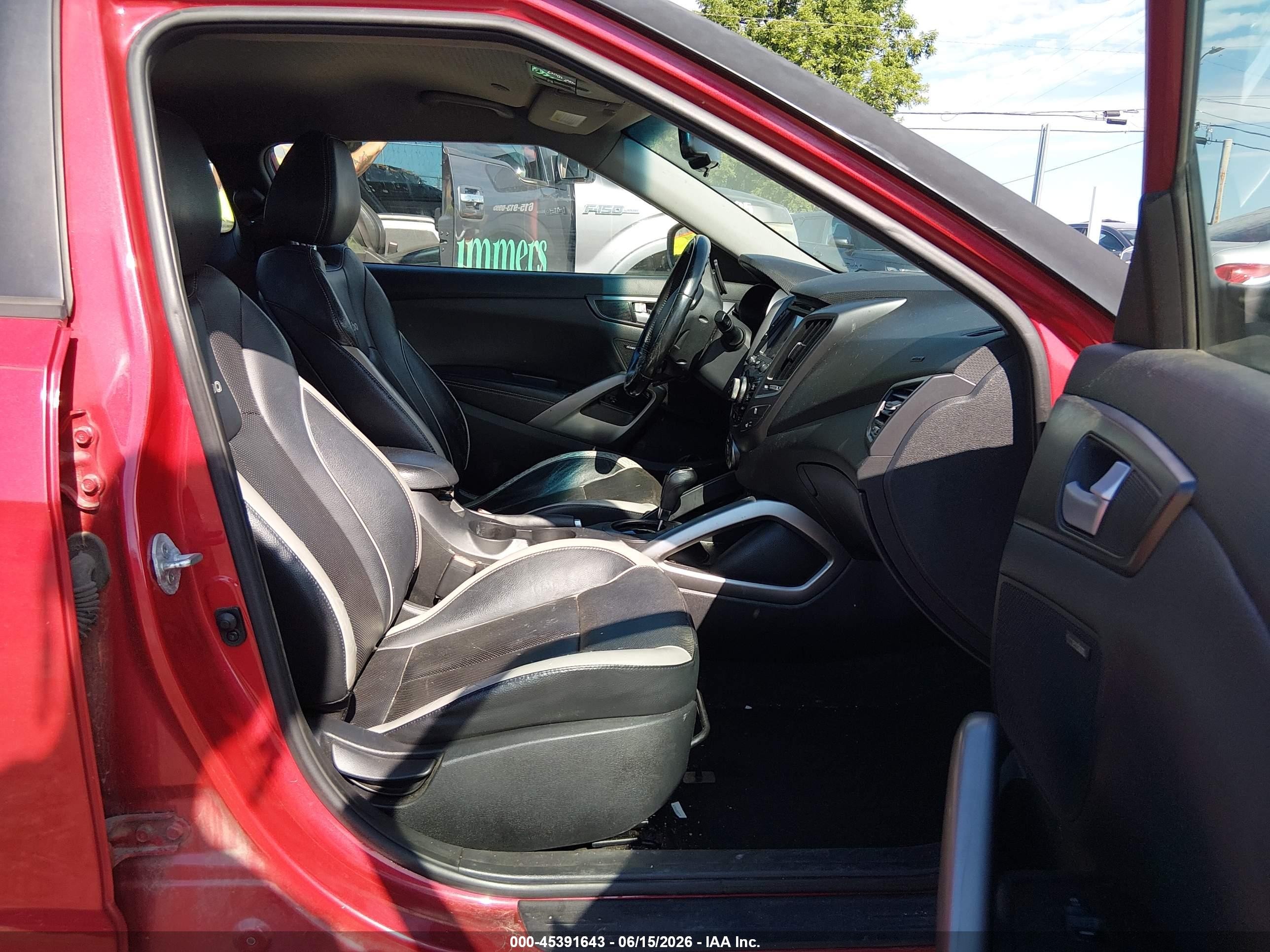 2013 Hyundai Veloster Turbo W/black Red vin: KMHTC6AE3DU160837