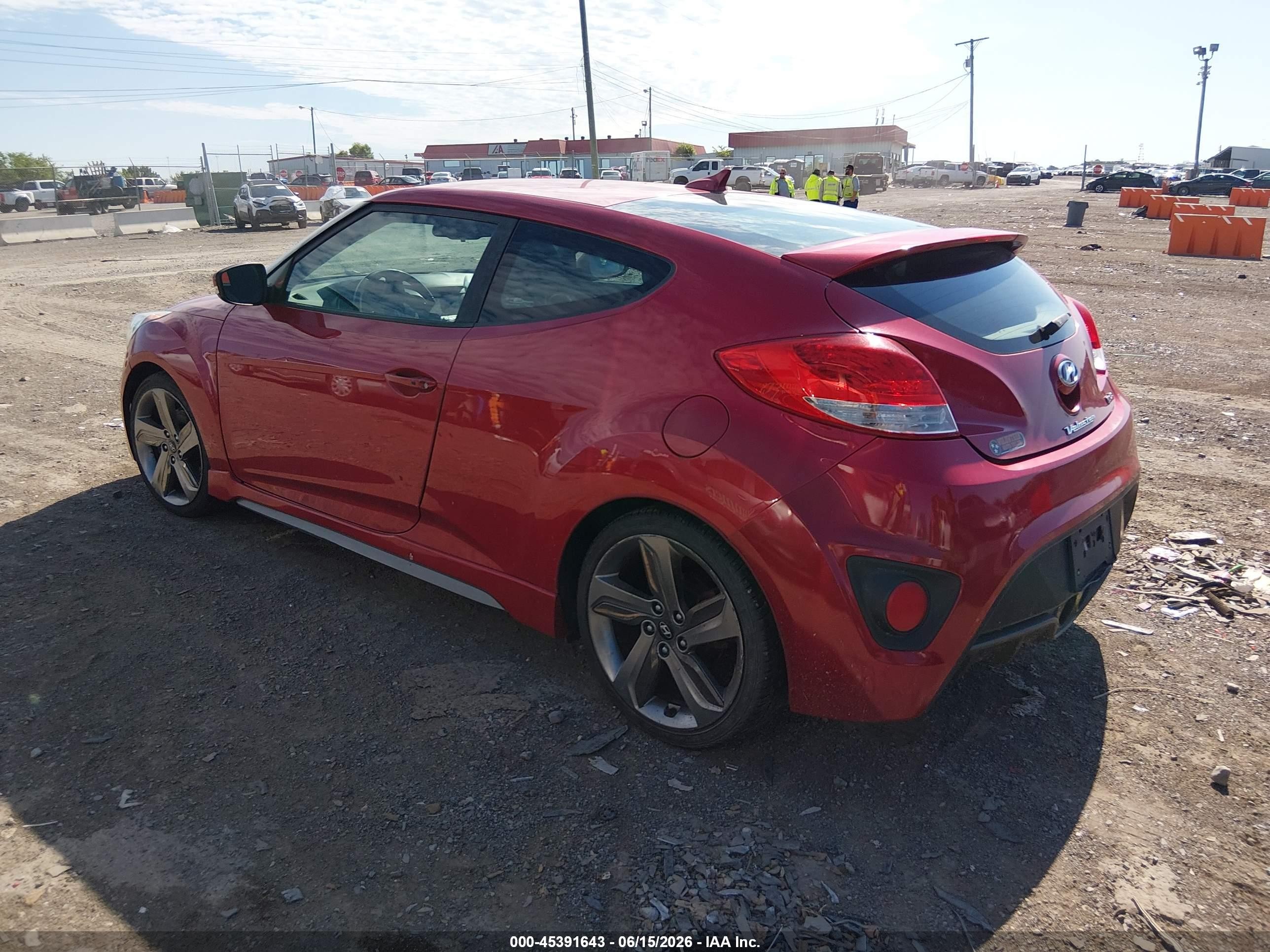 2013 Hyundai Veloster Turbo W/black Red vin: KMHTC6AE3DU160837