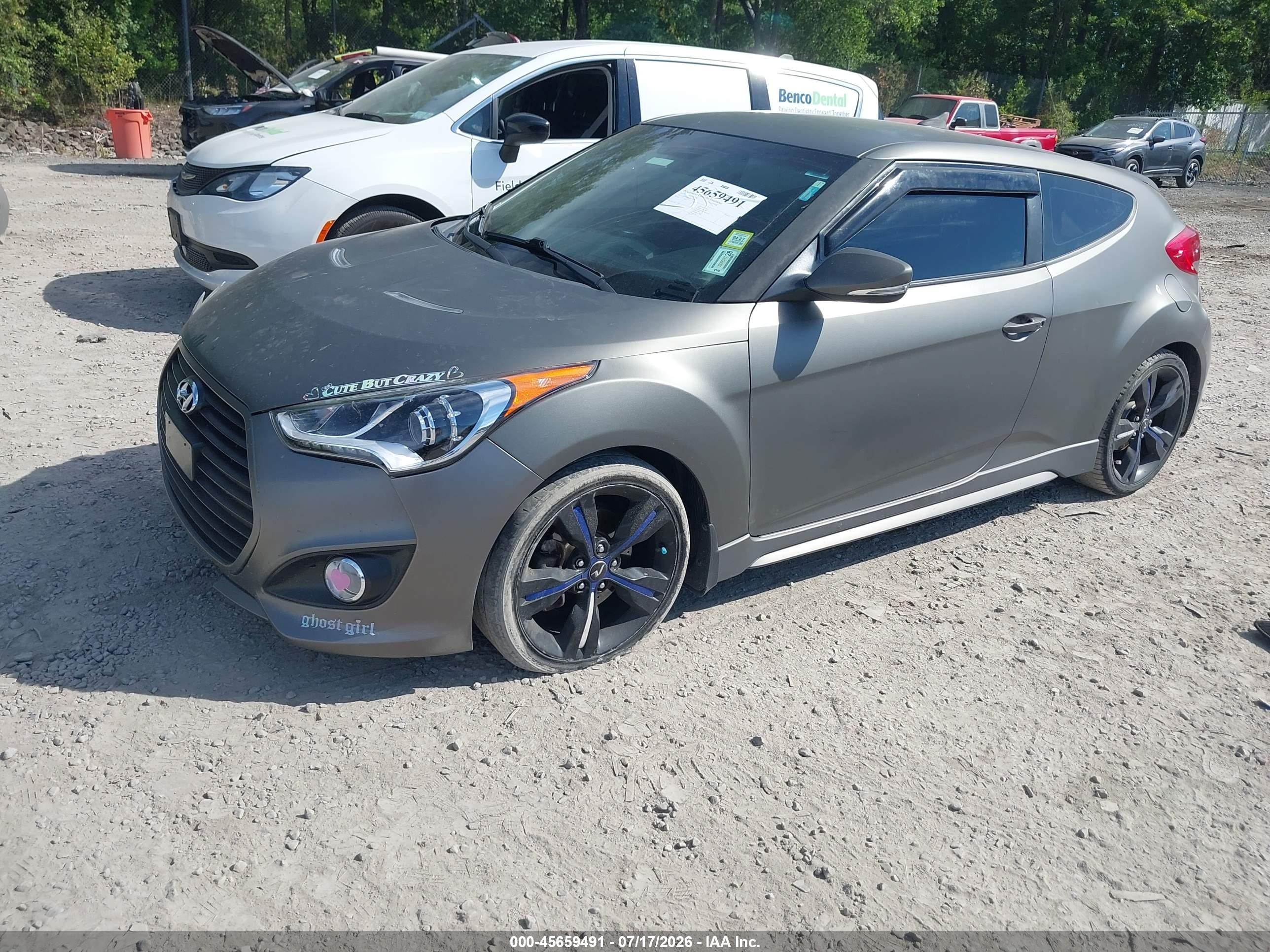 2013 Hyundai Veloster Turbo W/blue Gray vin: KMHTC6AE3DU172504